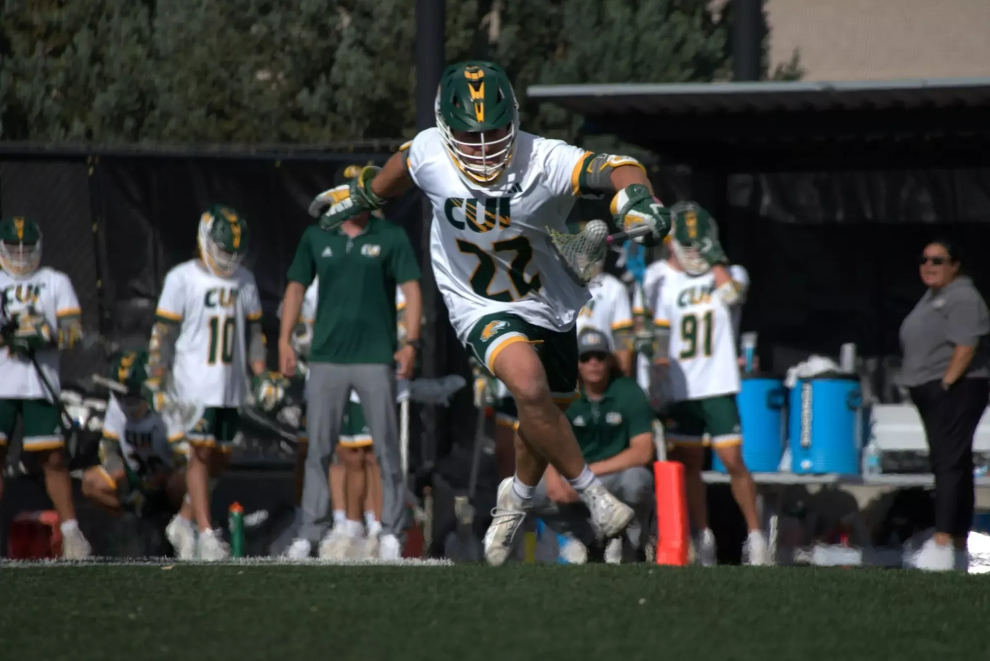 Cade Poe with ground ball on the move vs Westminster RMAC Semifinal 2025