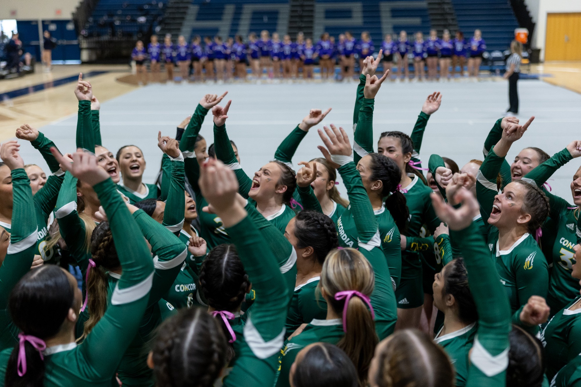 Stunt cheers before the match