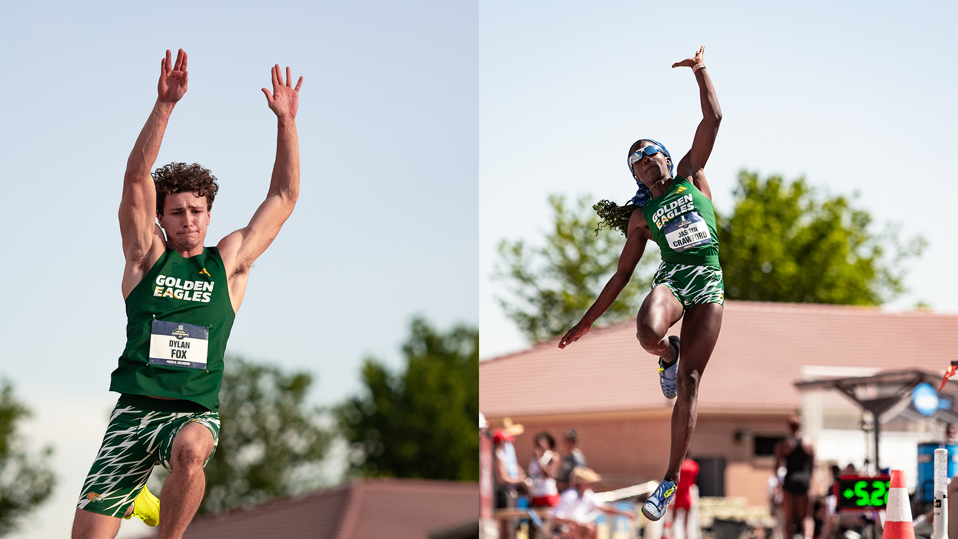 Dylan Fox and Jasmyn Crawford 2025 First Team All-American in Long Jump