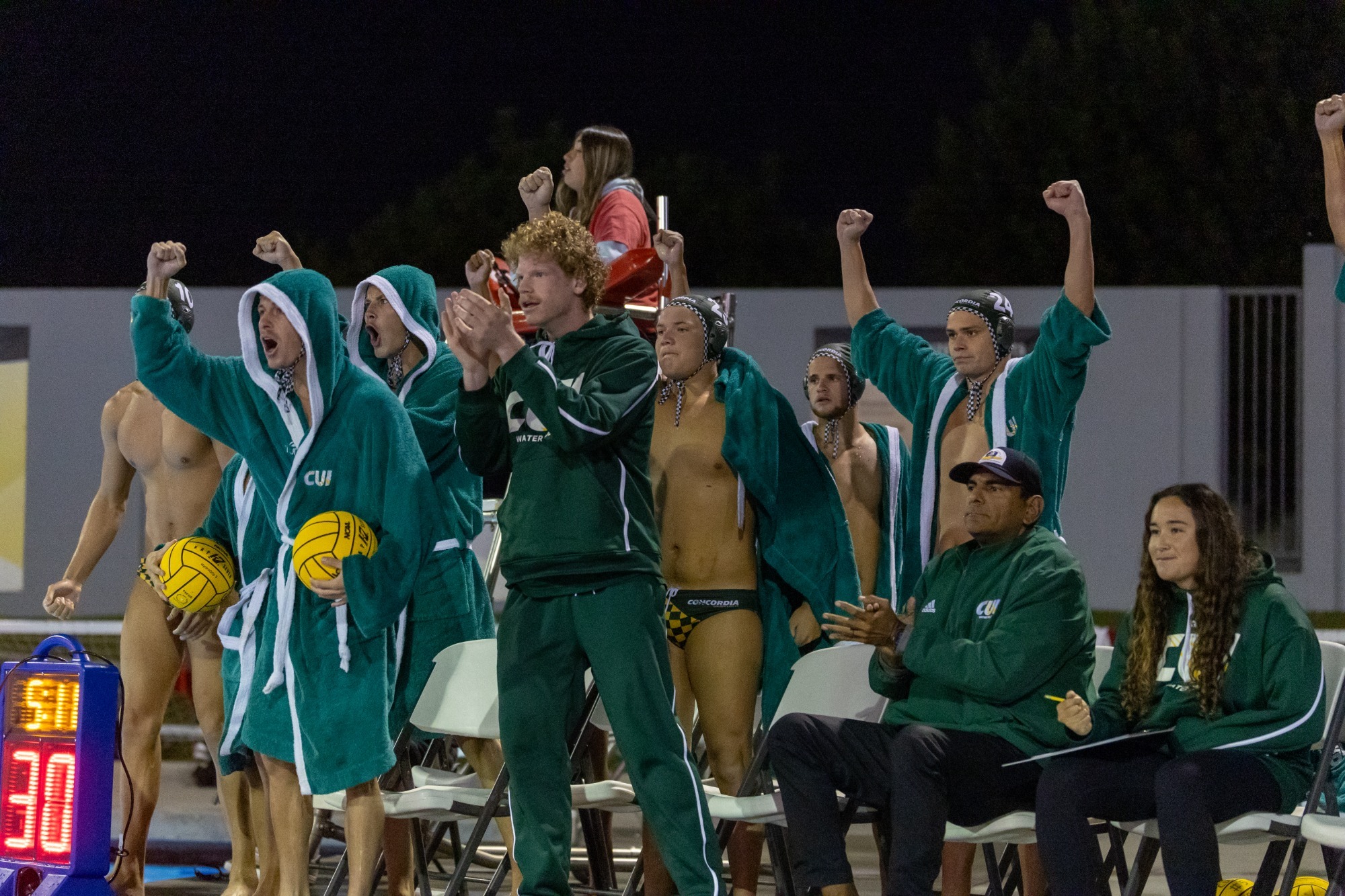 Luke Addington and Jose De La Jara Carlee Kapana excited for goal vs Biola