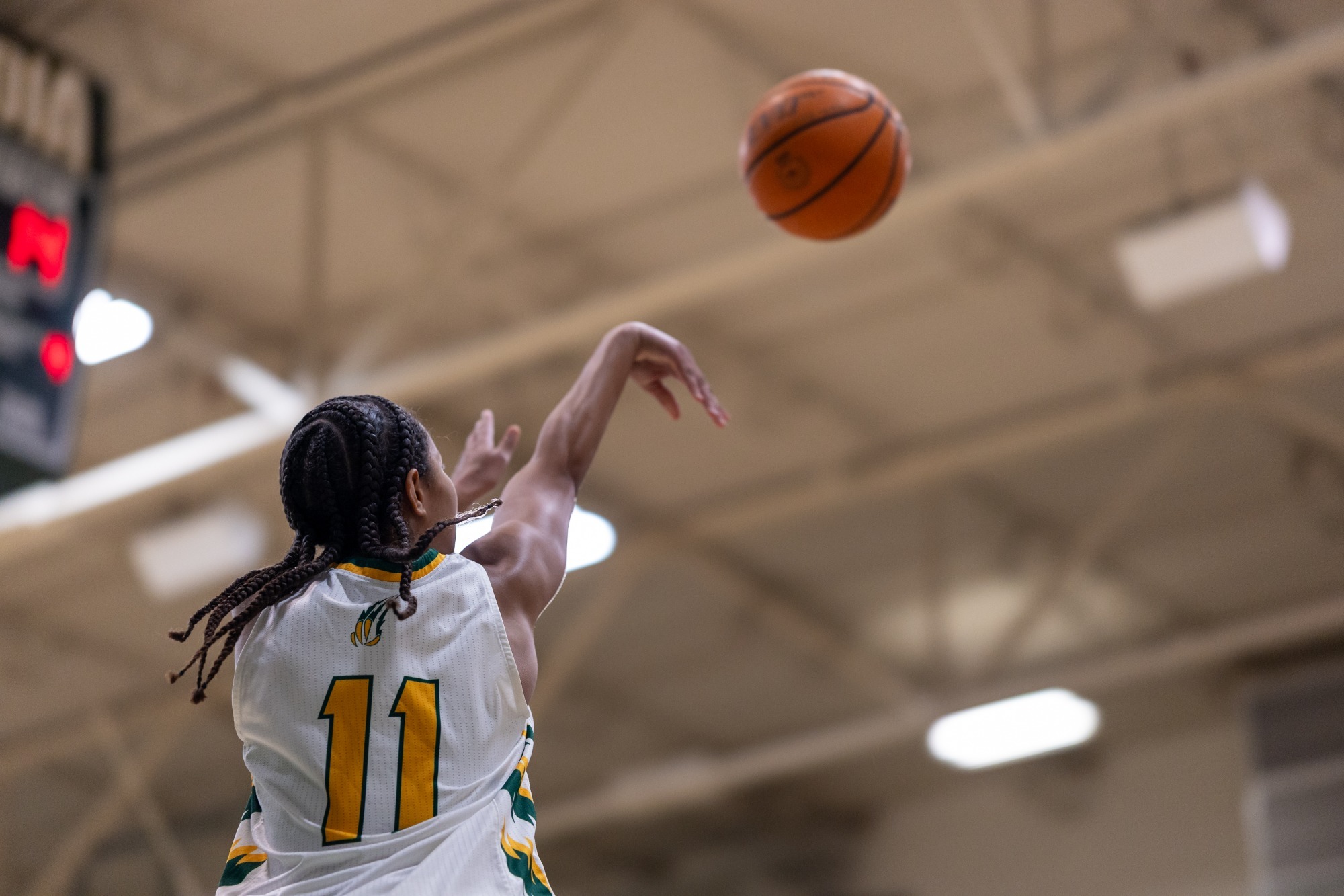 Asia Darcuiel follow through on mid range jumper