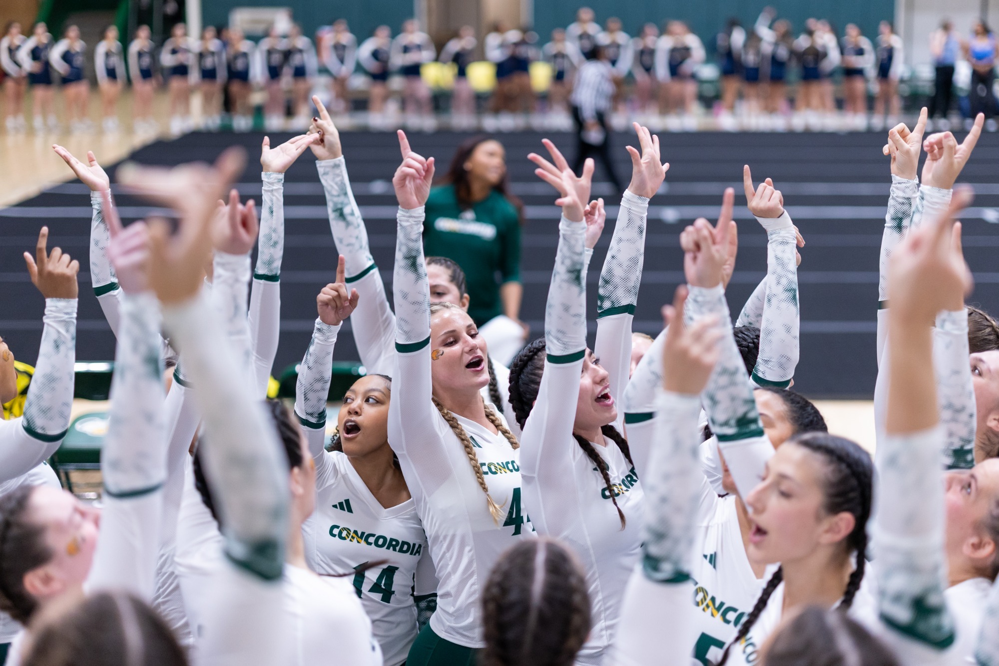 Emilie Heckenkamp and teammates celebrate home victory early 2026