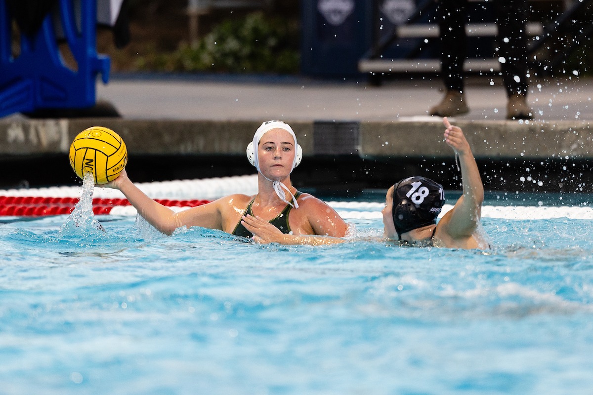 22 April 2026: Wagner and Concordia University Irvine play in the opening round of the NCAA women's water polo championship at the Canyonview Aquatic Center on the campus of UCSD in San Diego, California. (Credit: Derrick Tuskan for NCAA)