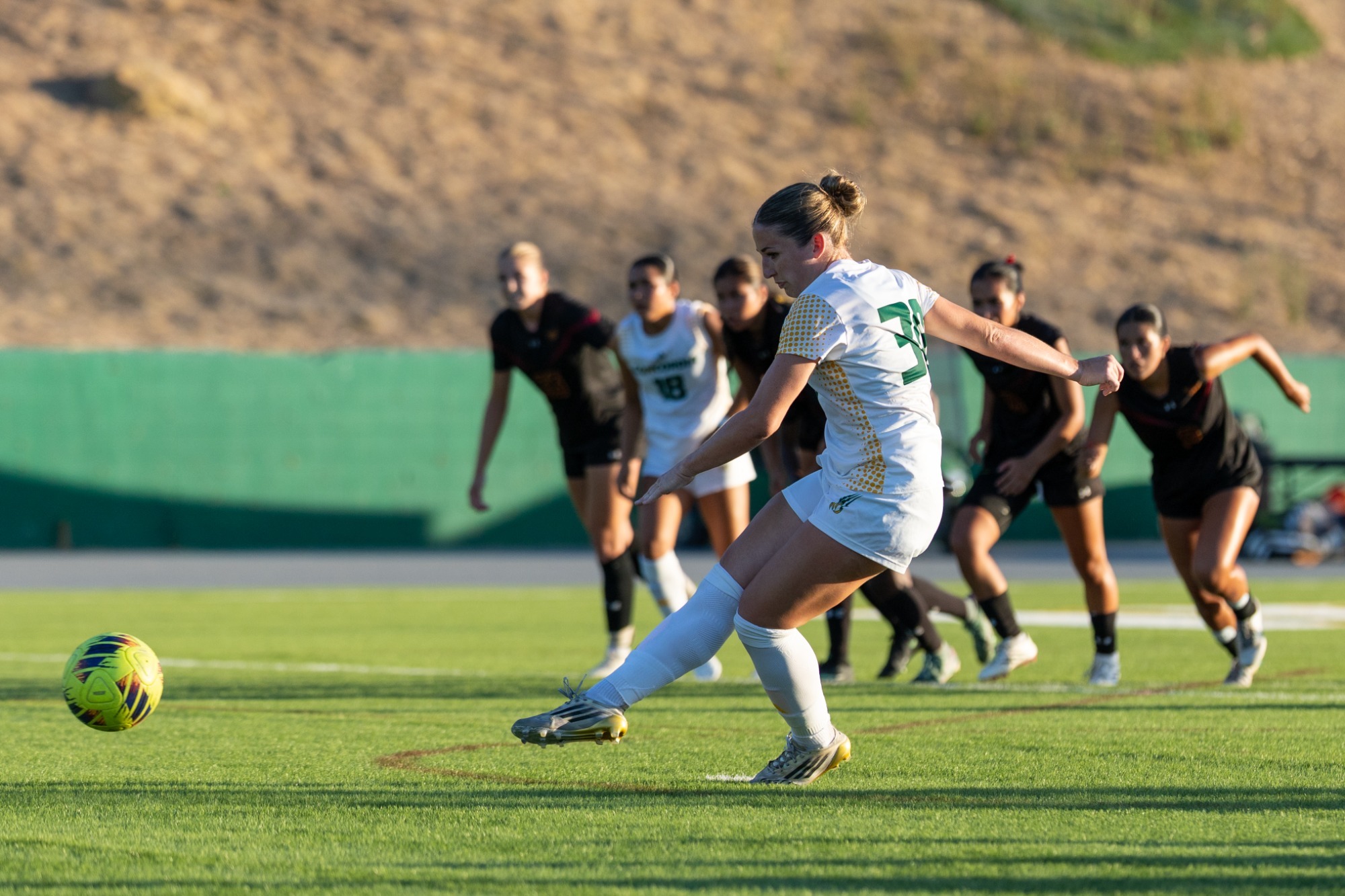 Bella Barrett scoring on PK vs CSUDH 2026 scrimmage