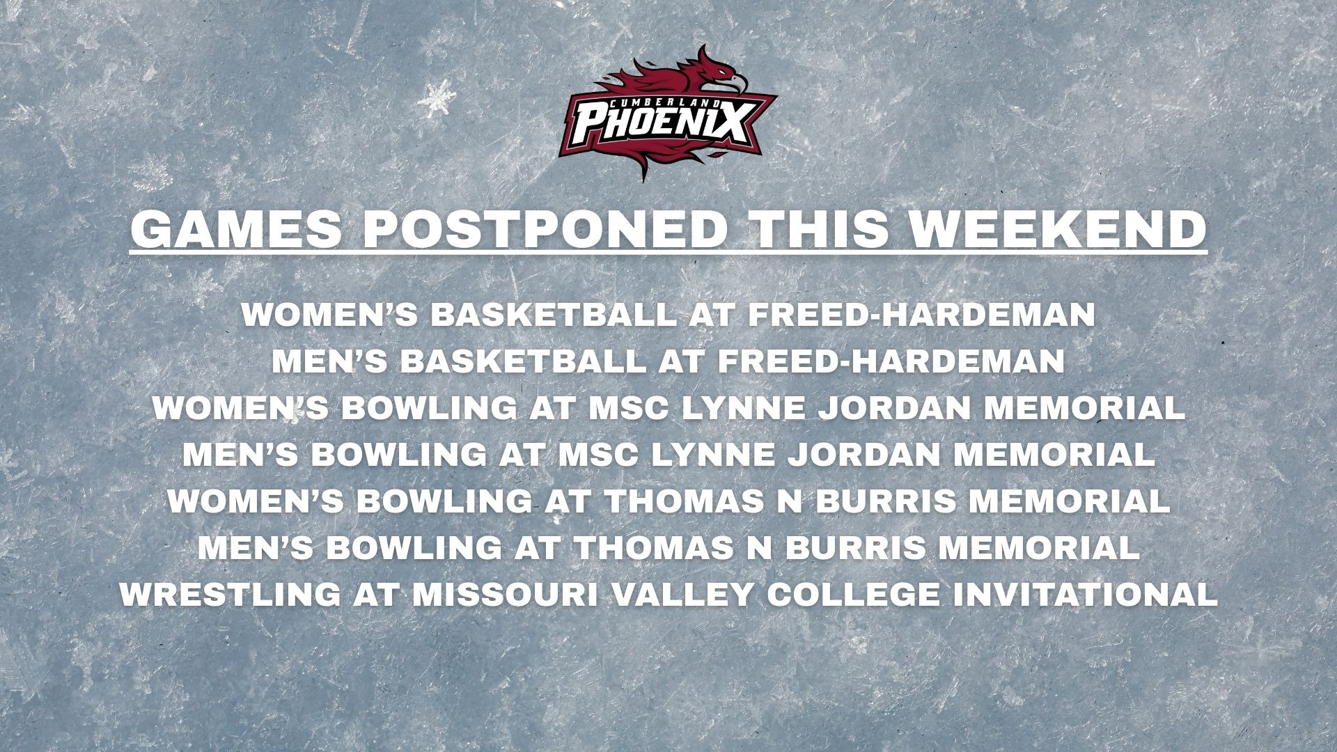 Games Postponed this Weekend