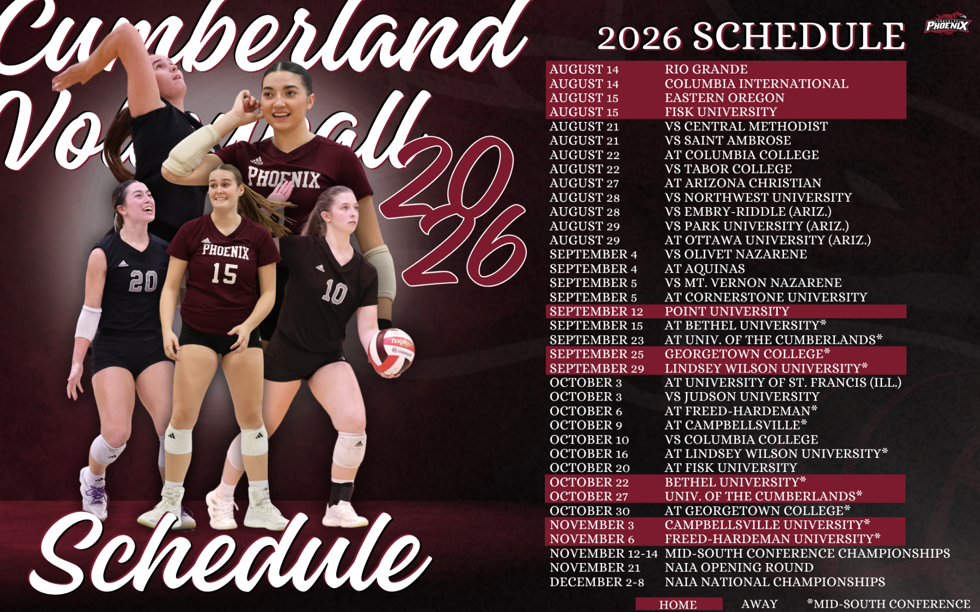 2026 Volleyball Schedule