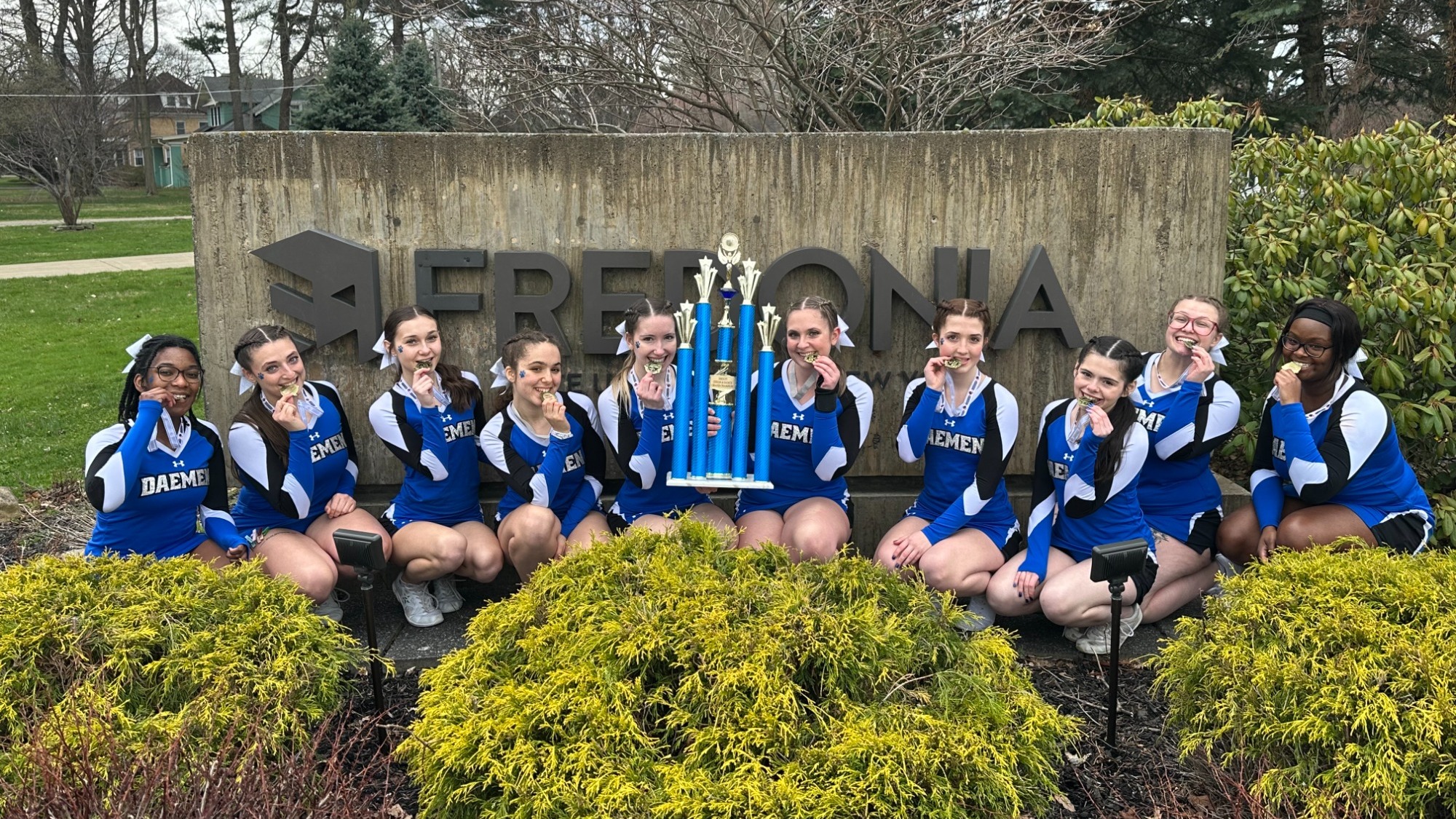 Cheerleading with Fredonia Spring Fling trophy