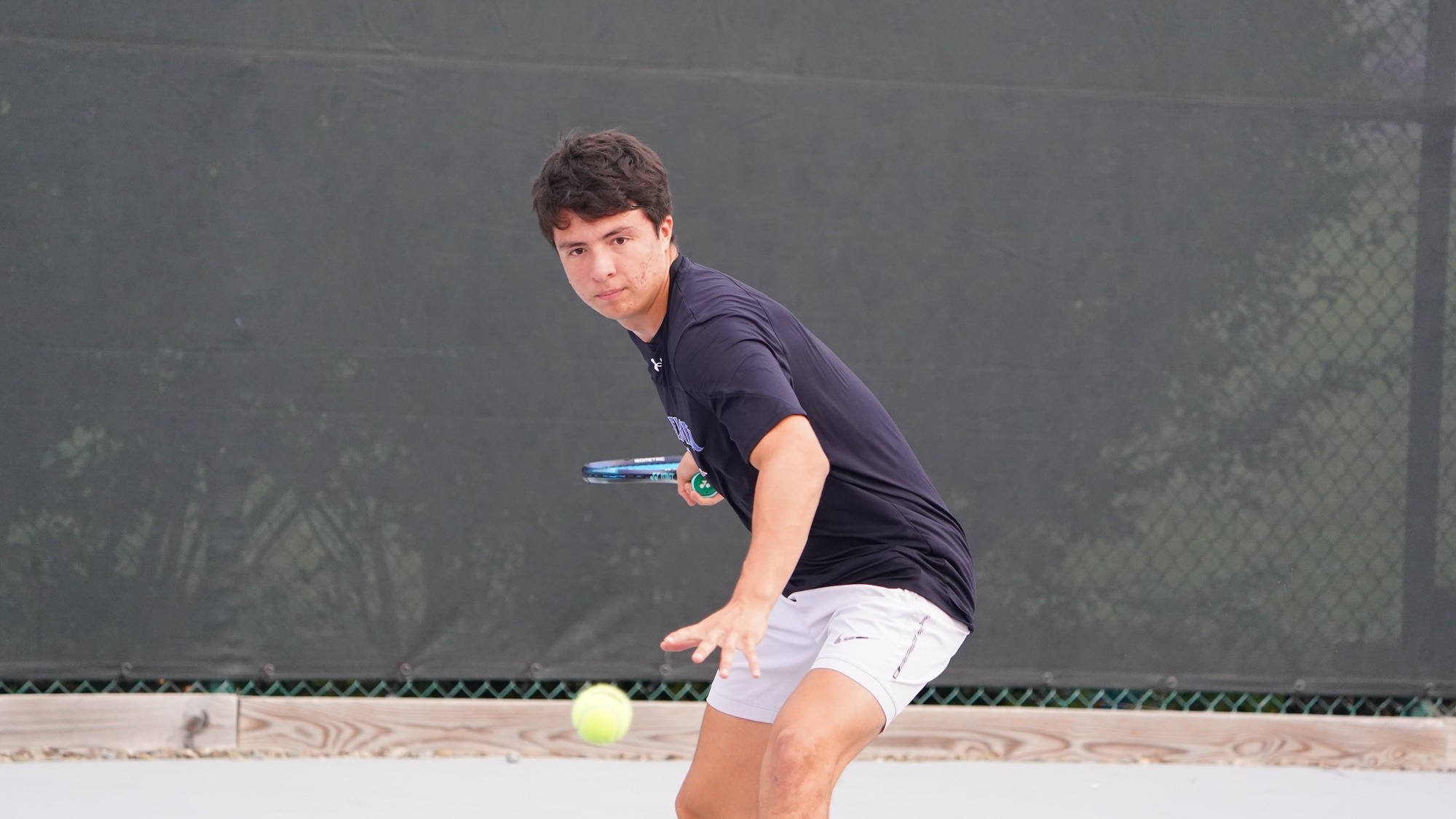 Lucas Garcia hits a ball against Niagara