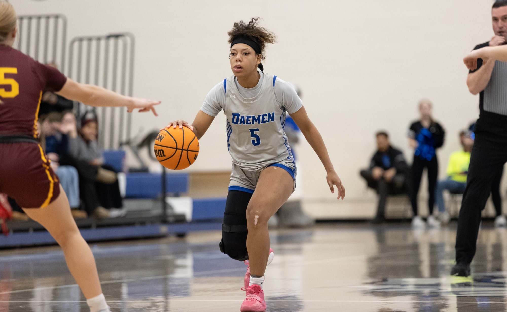 Shyla Montgomery dribbles