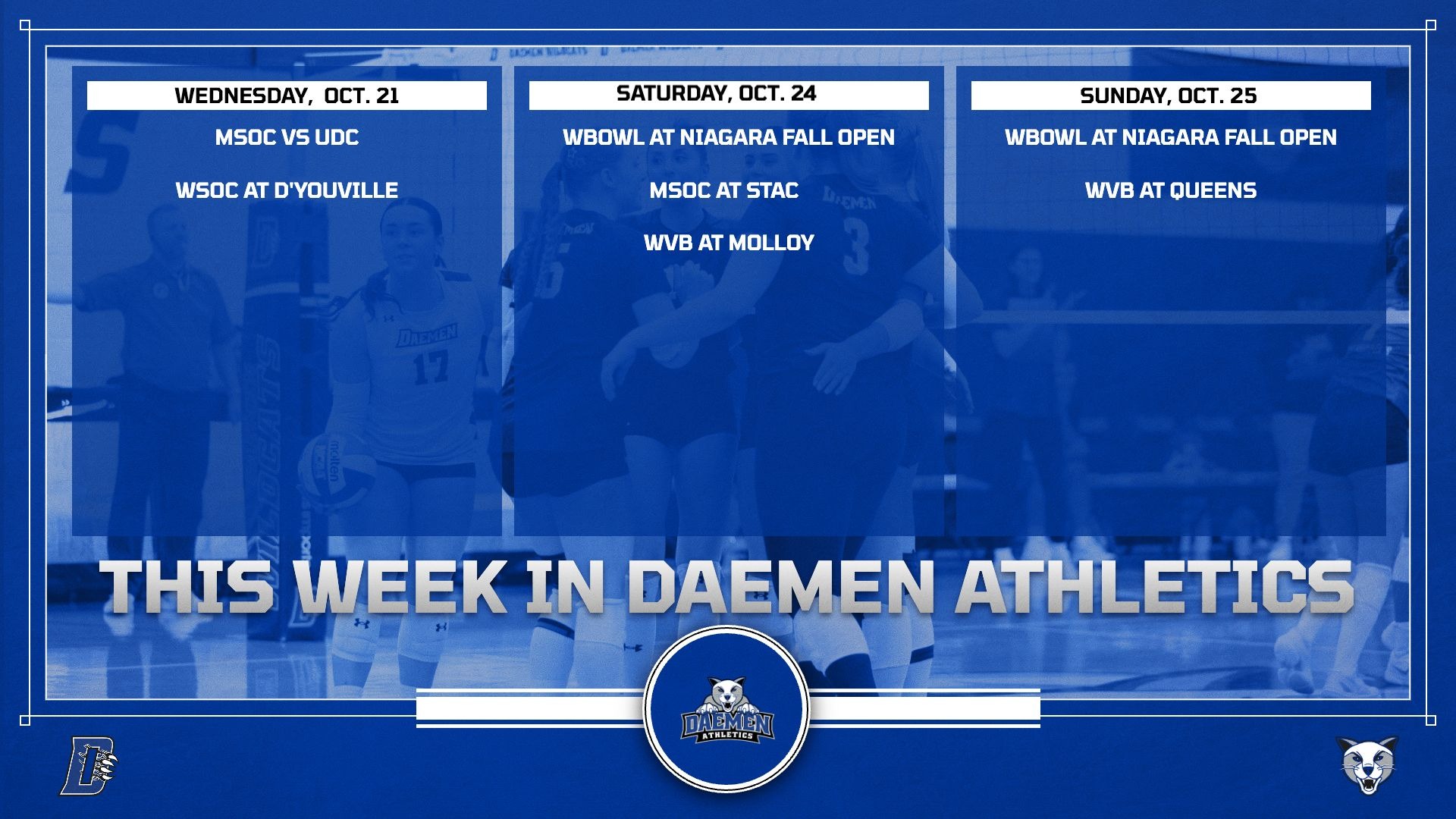 This Week in Daemen Athletics Graphic Oct 19-25