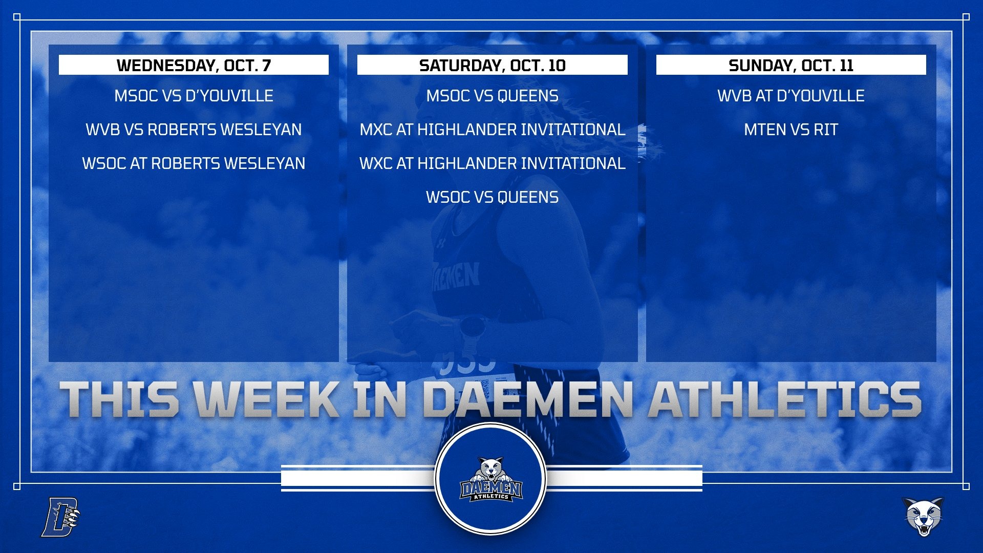 This Week in Daemen Athletics Graphic Oct. 5-11