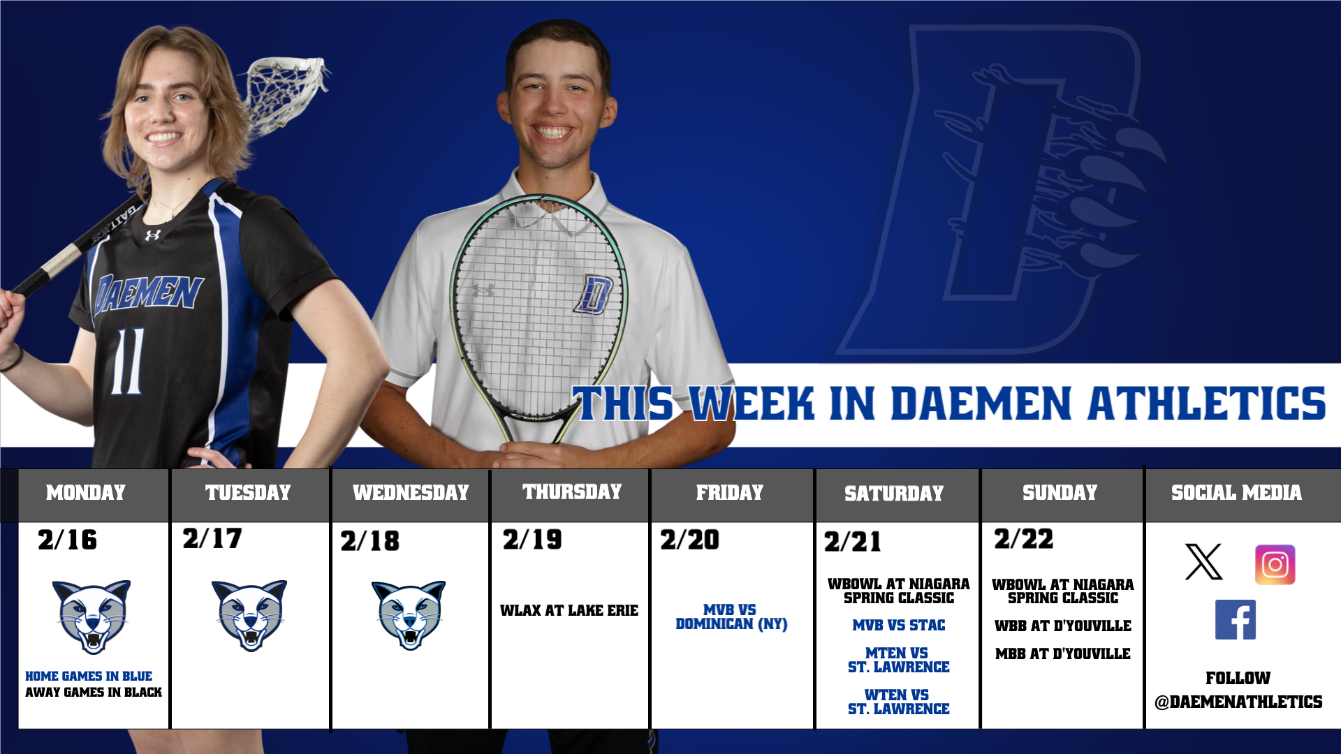 This Week in Daemen Athletics Feb 16-22 2026