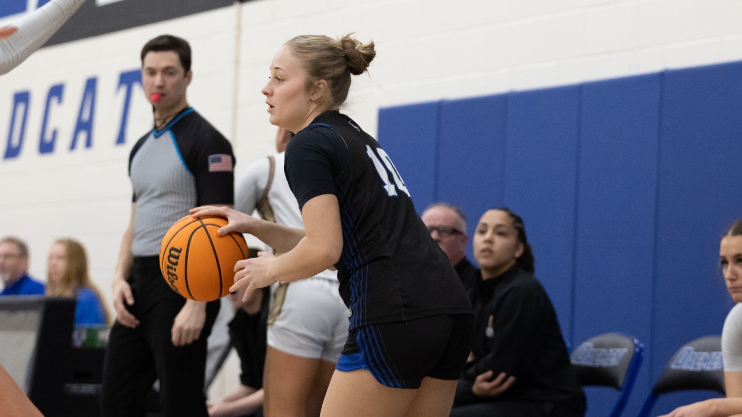 Reece Beaver dribbles