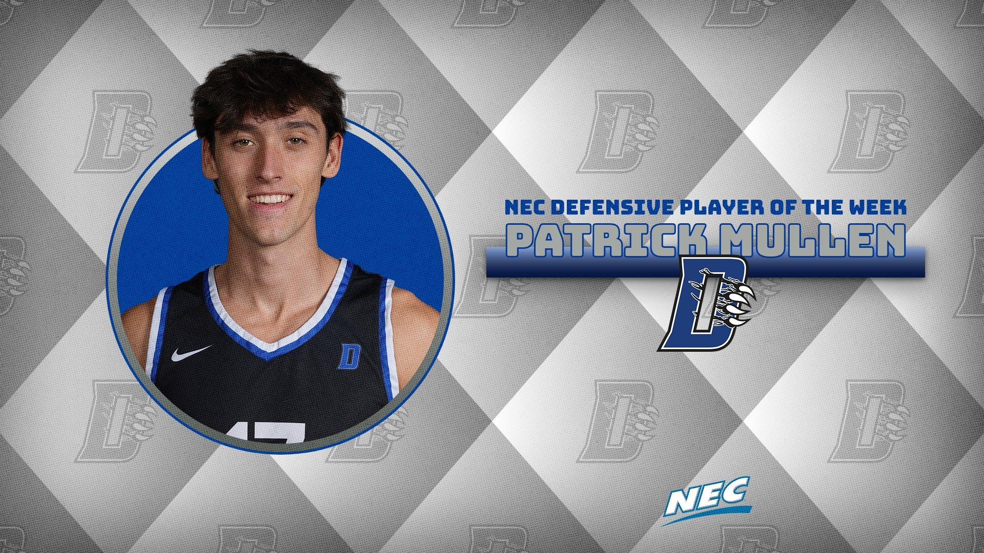 Patrick Mullen NEC Defensive Player of the Week 2.3.26