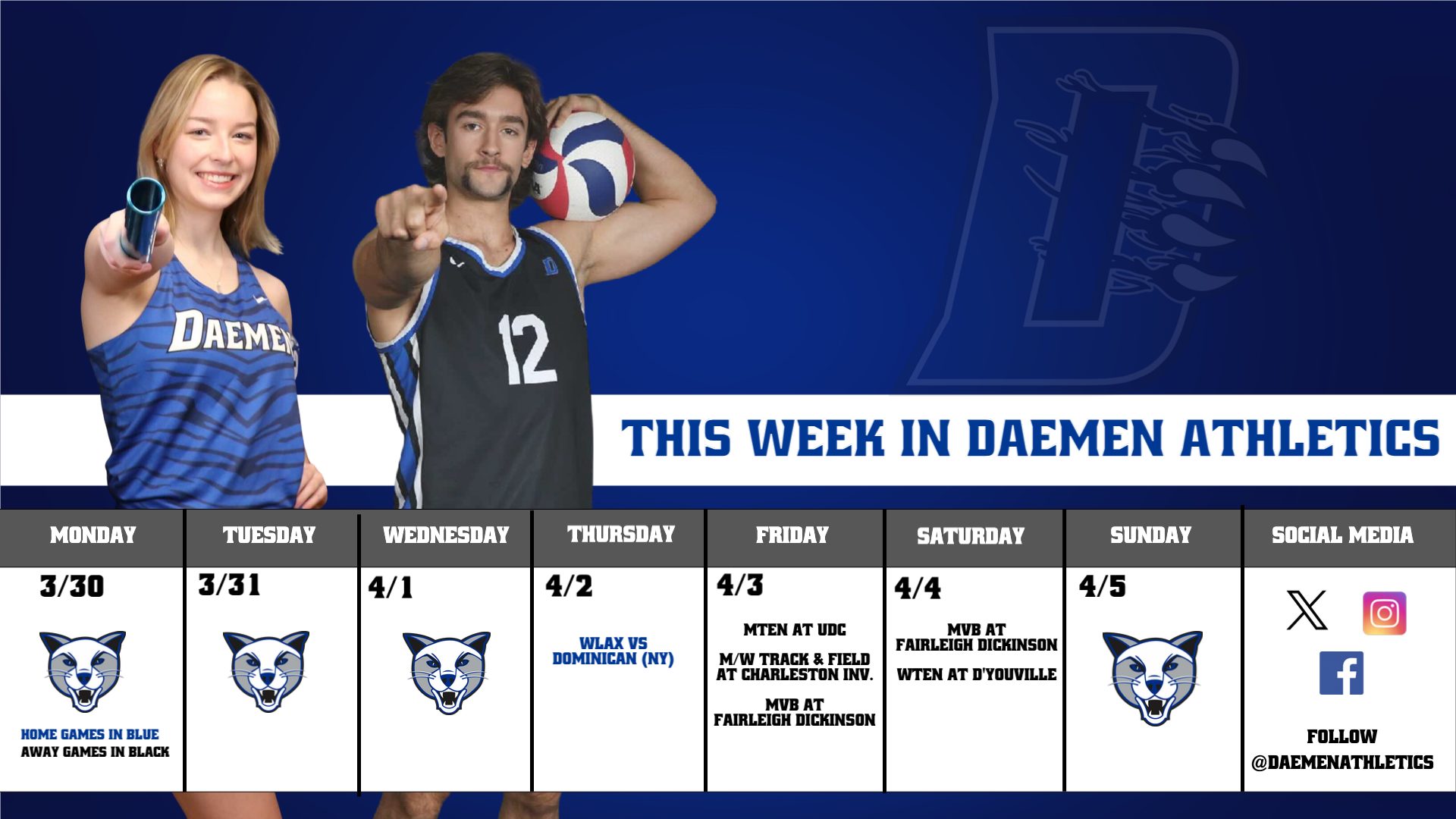 This week in Daemen Athletics March 30 - April 5 2026