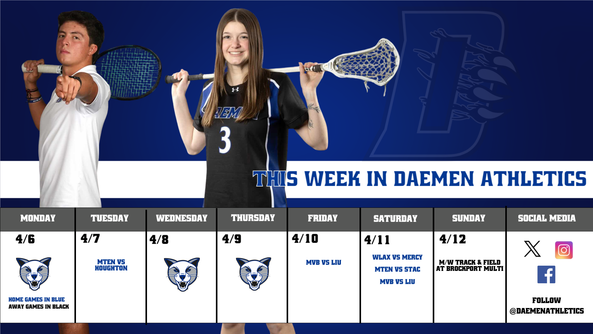 This Week in Daemen Athletics April 6-12 2026
