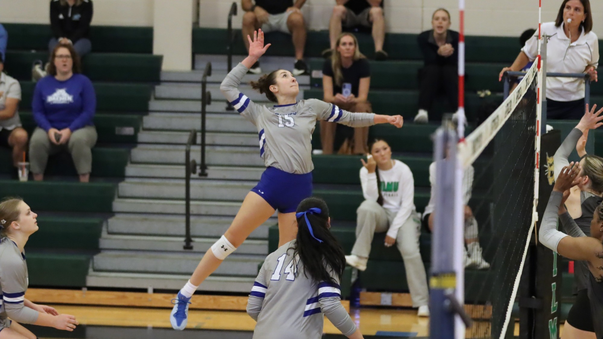 Audrey Johnson lines up for a kill against Lake Erie