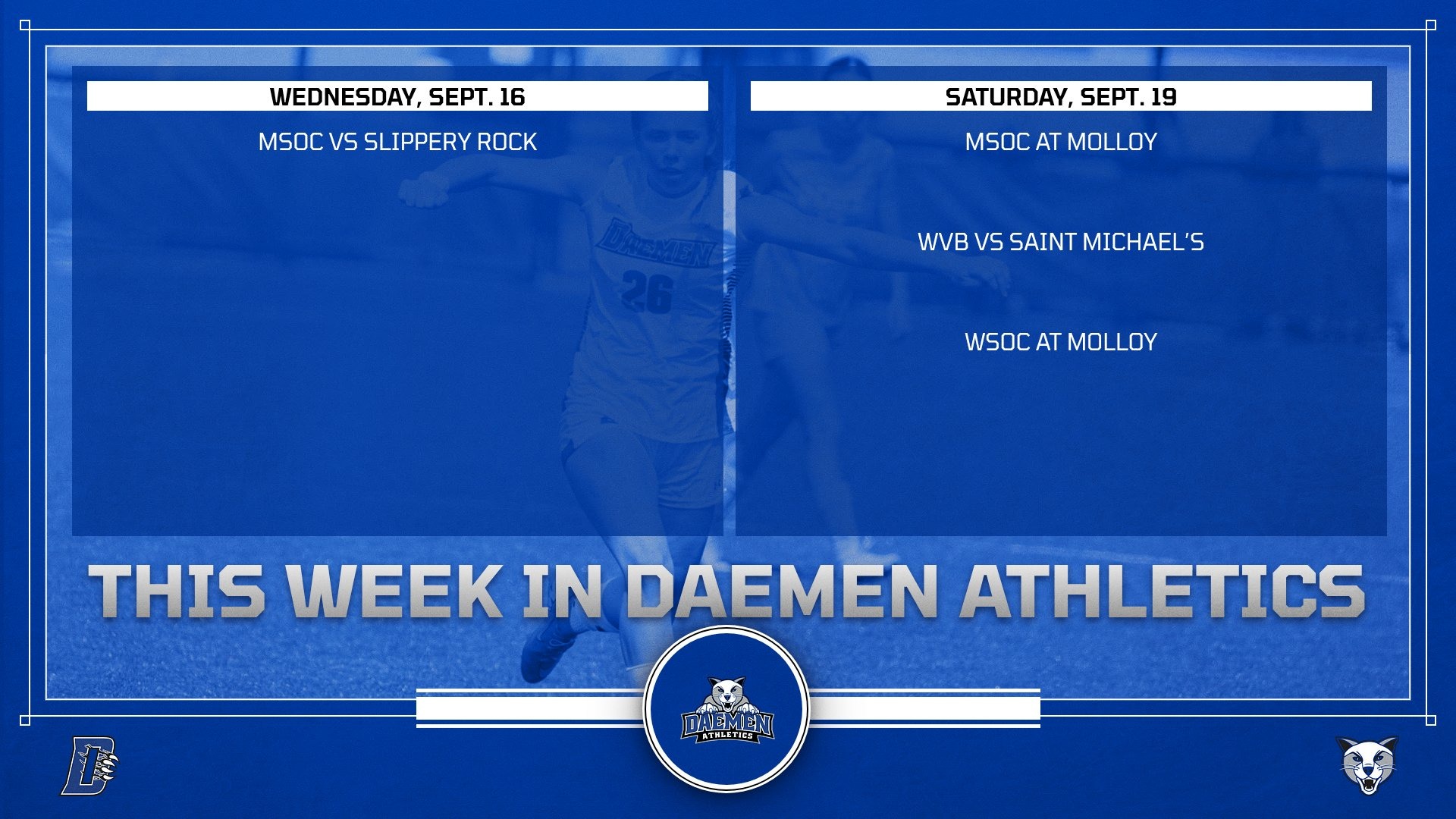 This Week in Daemen Athletics Graphic Sept 14-20 2026