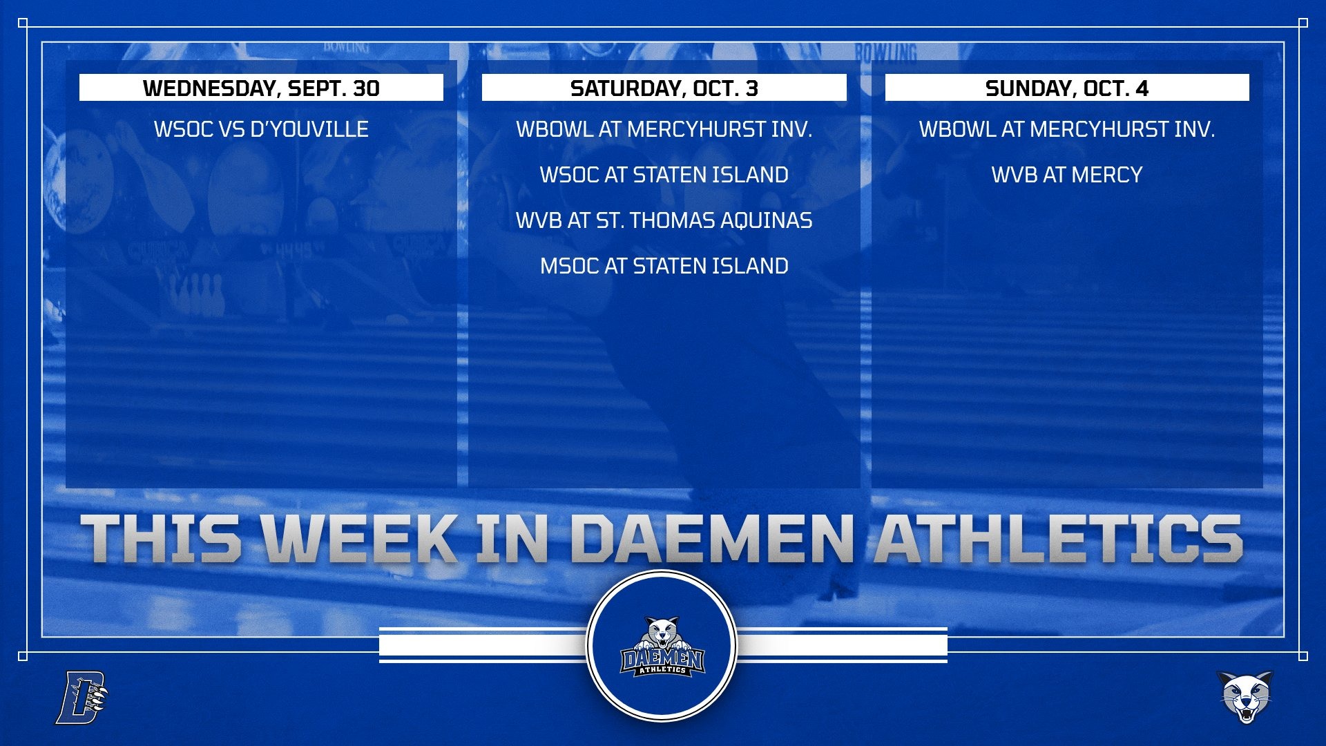 This Week in Daemen Athletics Graphic Sept. 28-Oct. 4