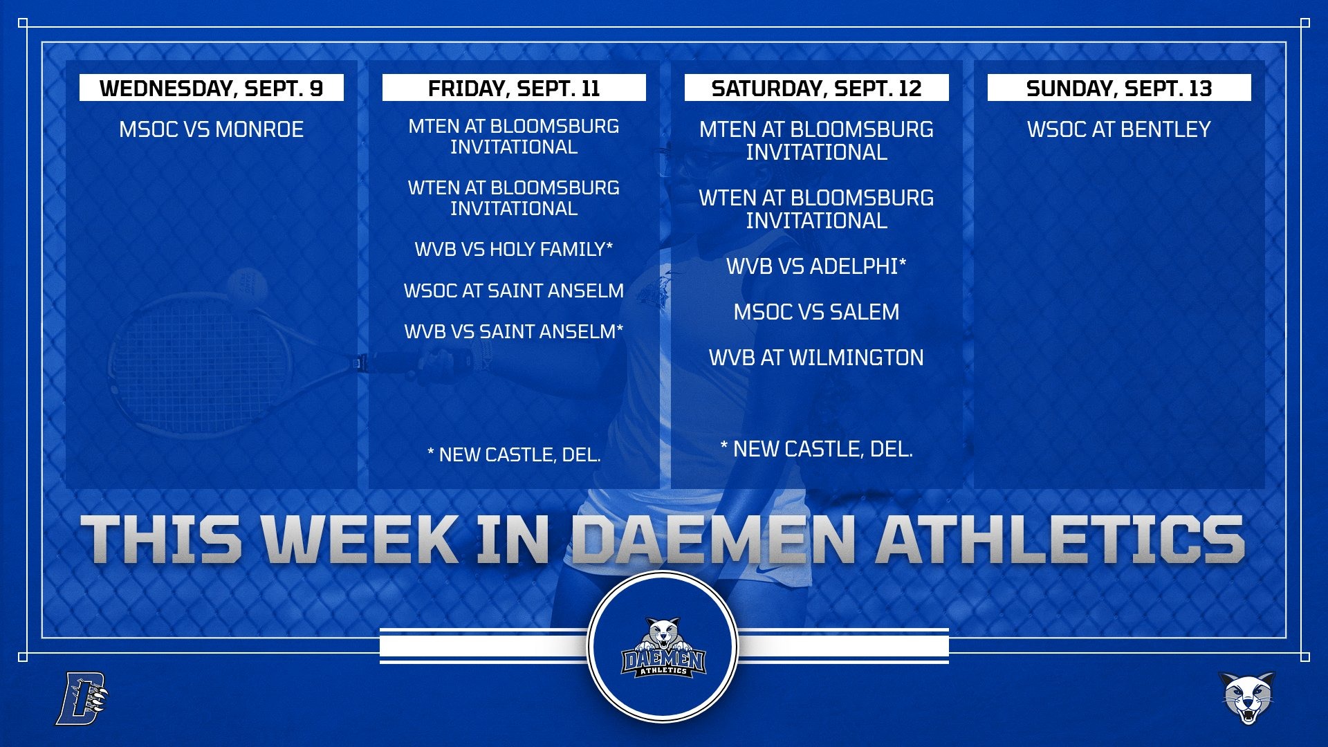 This Week in Daemen Athletics Graphic Sept 7-13