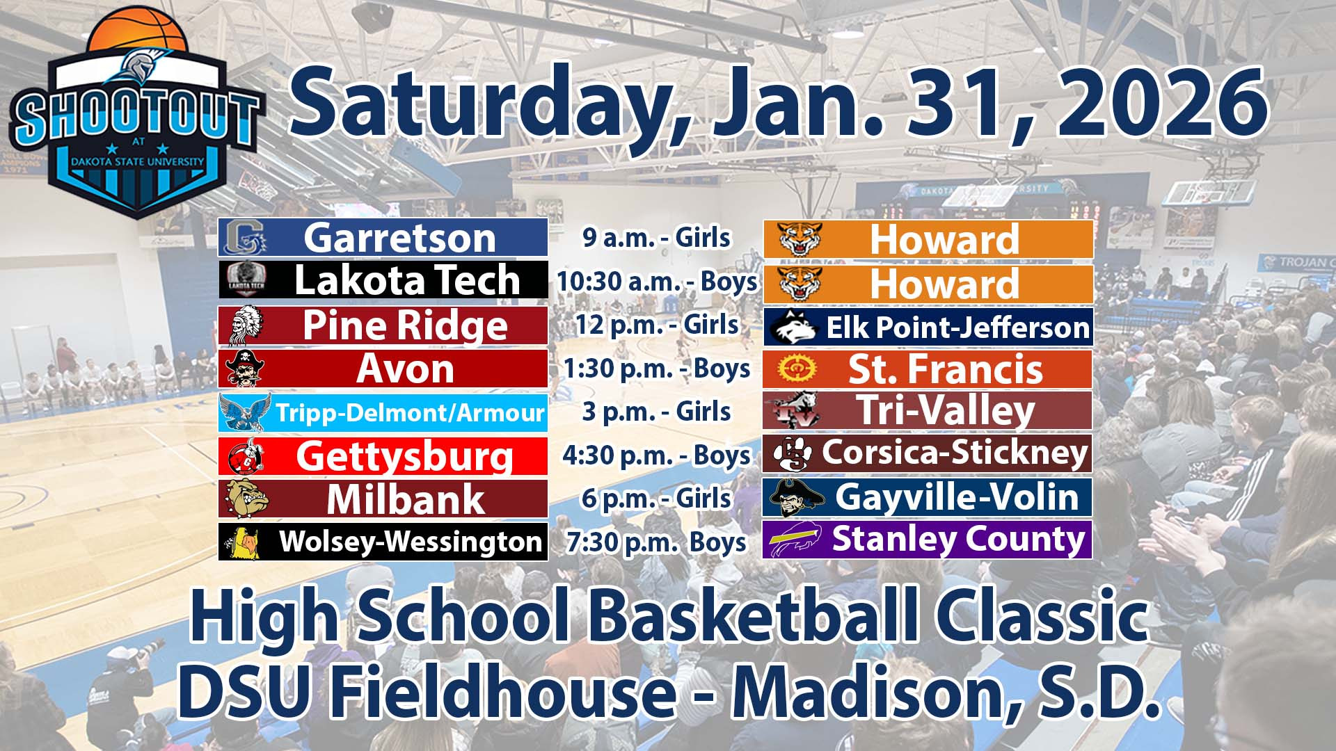 2026 Dakota State University Shootout Pairings - Jan. 28, 2026
