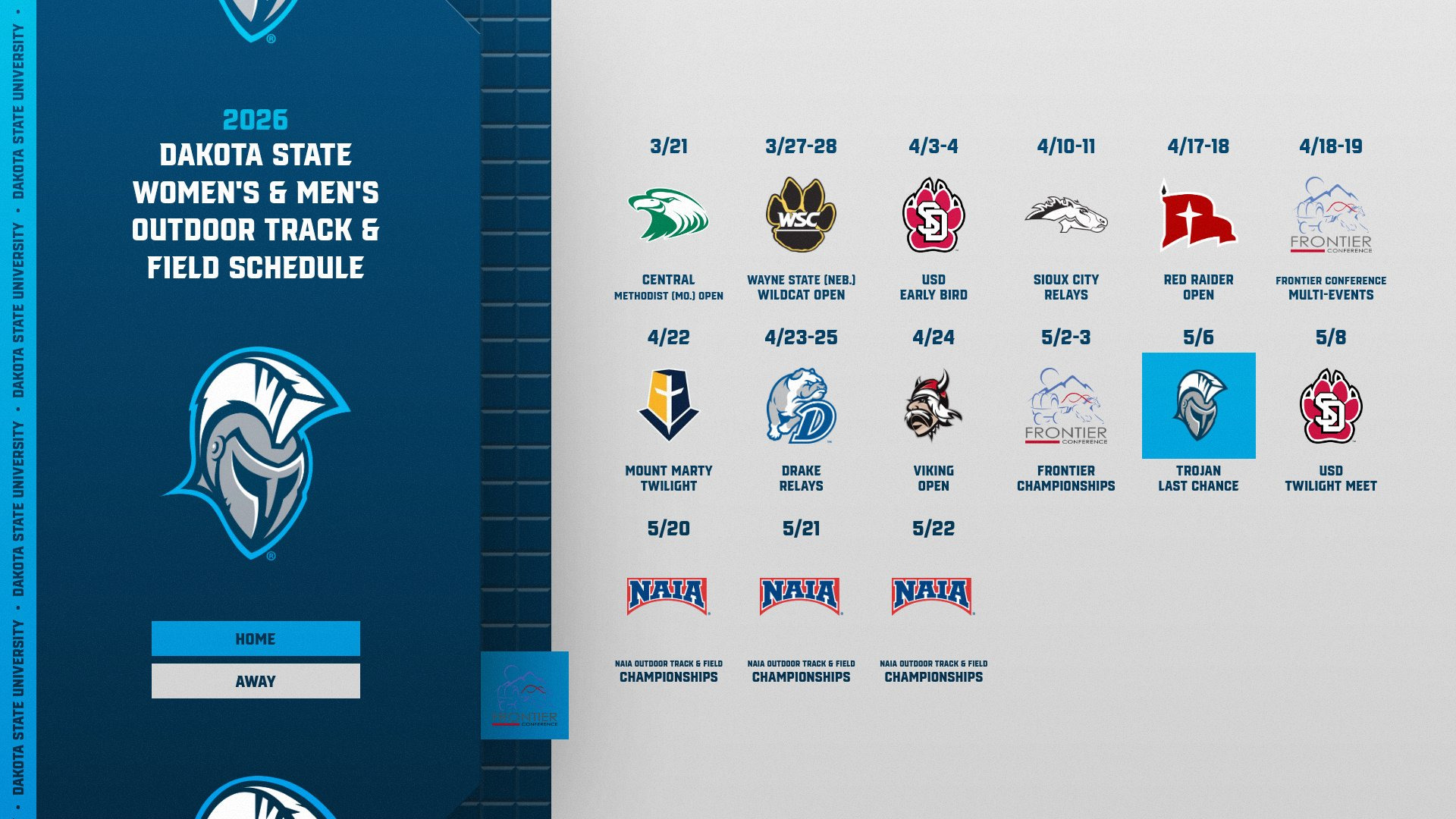 2026 Dakota State Outdoor Track & Field Schedule - 3/10/26