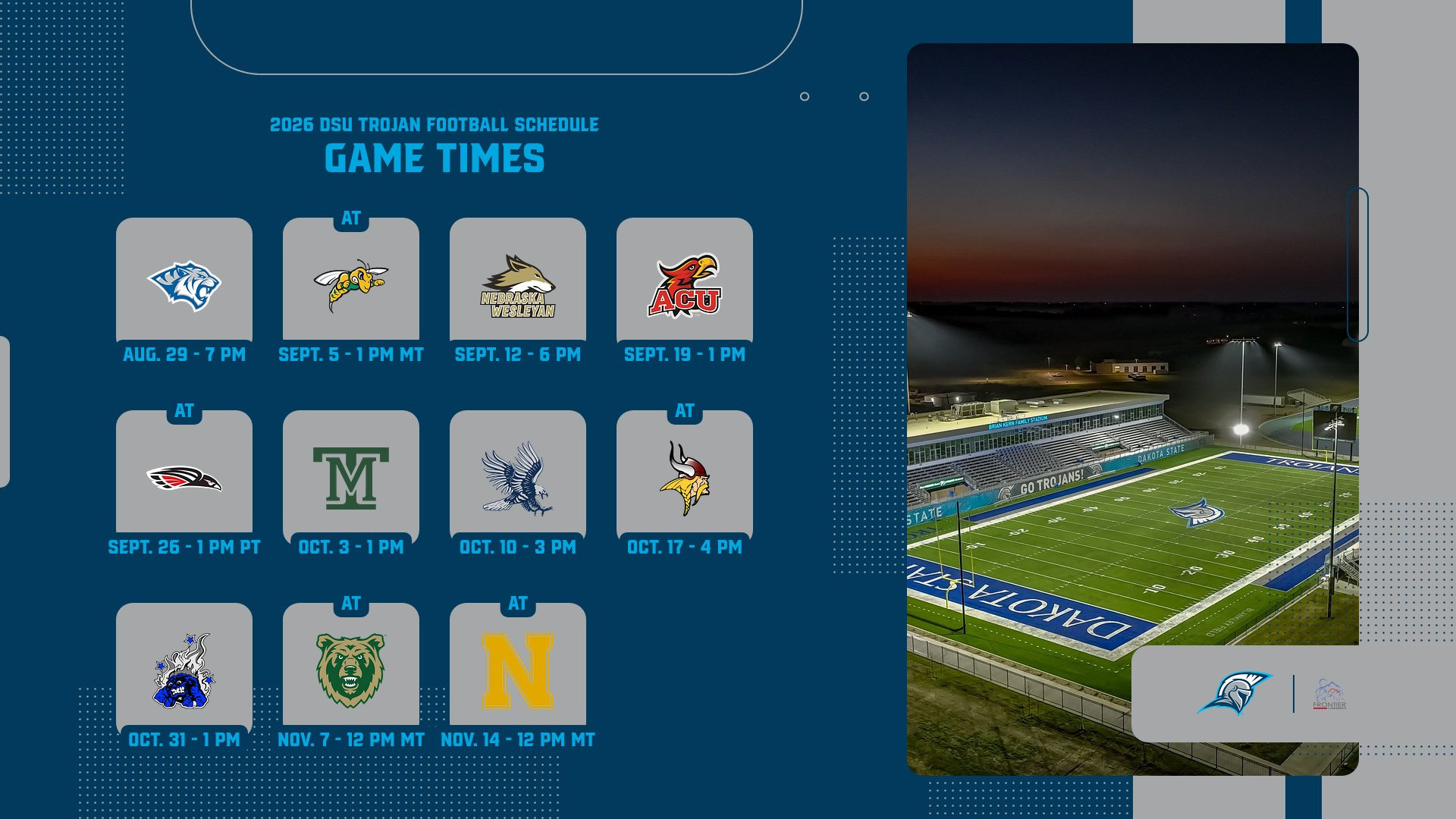 2026 DSU Football Schedule with Game Times - 6/1/26