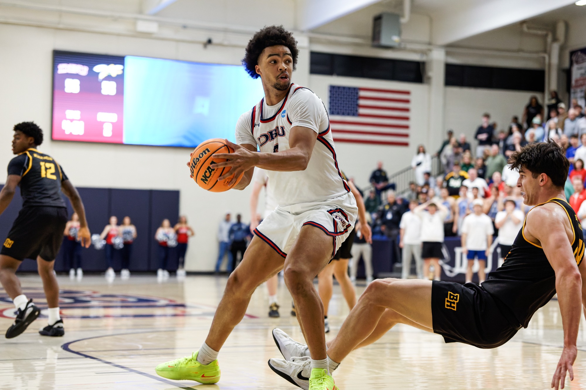Dallas Baptist Patriots vs Black Hills State Yellow Jackets in a NCAA D2 South Central Regional basketball game at The Burg Center on the campus of Dallas Baptist University in Dallas, Texas on Saturday, March 14, 2026 (Photo by Eddie Kelly / ProLook Photos)