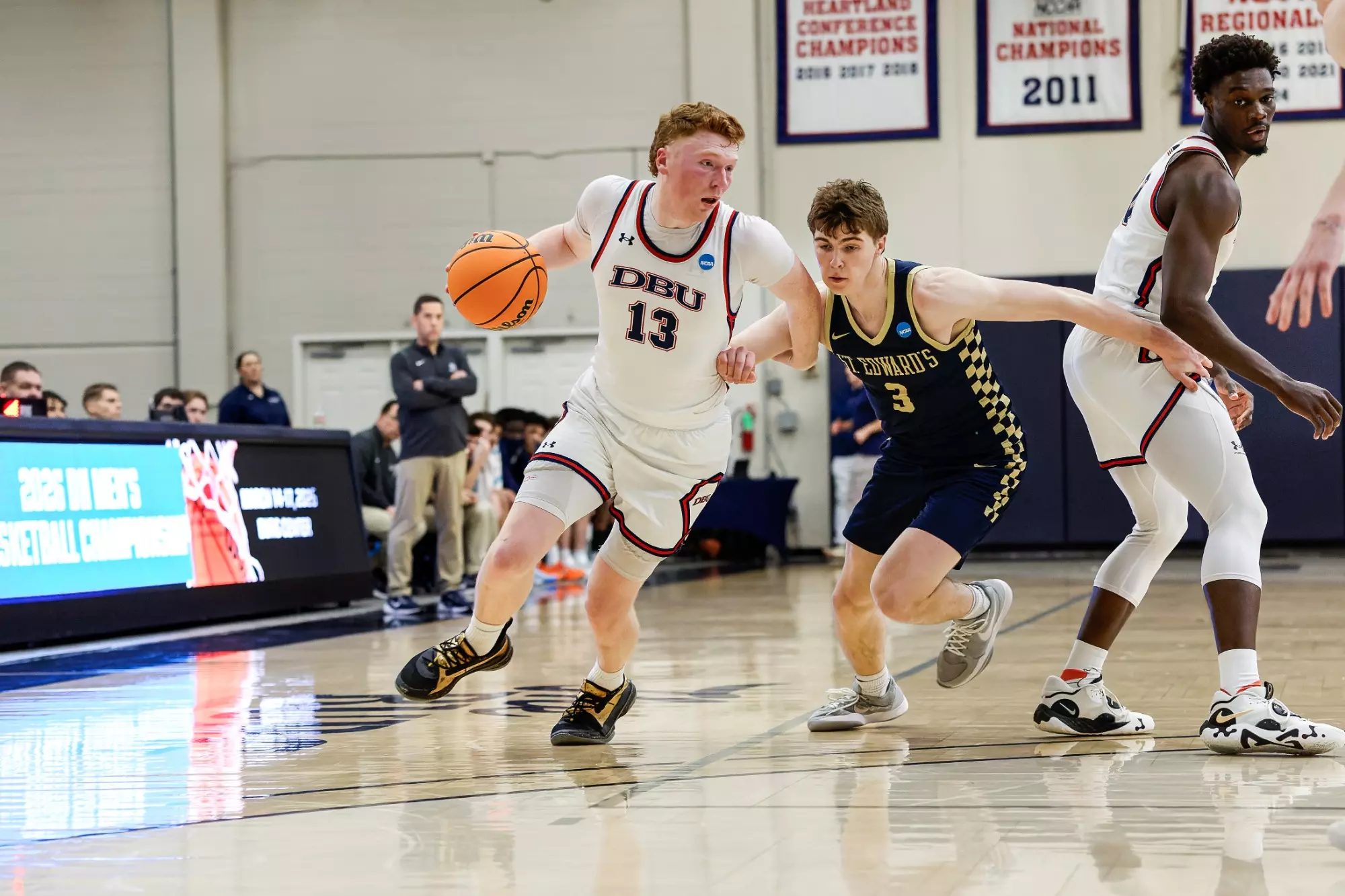 Dallas Baptist Patriots vs St. Edwards Hilltoppers in a NCAA D2 South Central Regional basketball game at The Burg Center on the campus of Dallas Baptist University in Dallas, Texas on Saturday, March 14, 2026 (Photo by Eddie Kelly / ProLook Photos)