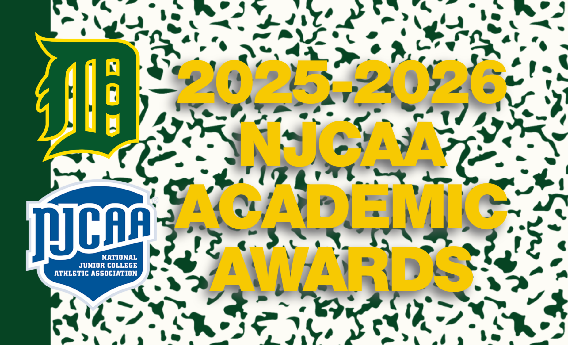 NJCAA Academic awards header on composition book