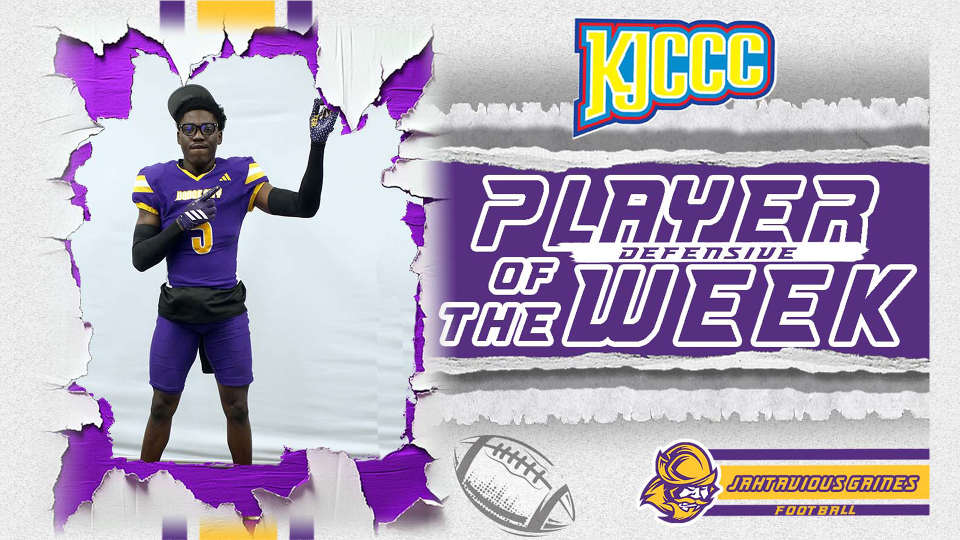 Jahtavious Gaines named KJCCC Football Defensive Player of the Week