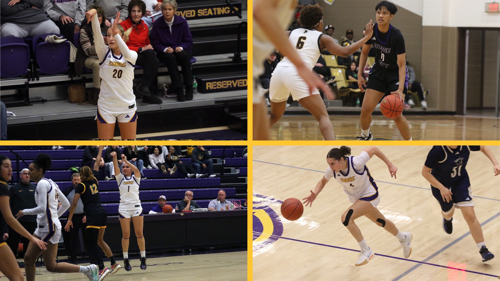 Dodge City CC Women's Basketball All-Conference Honors - Manuela Piljevic (top left), Savi Mi (top right), Jolie Mantz (bottom left), & Jade Célérier (bottom right)