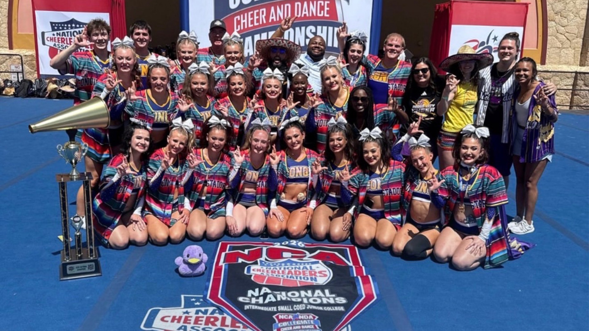 Dodge City Cheer squad won the NCA Intermediate Small Coed Junior College National Championship for the fourth straight year in Florida