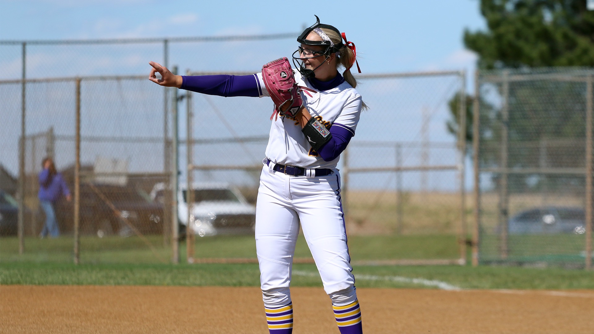 Dodge City CC softball player, Karli George tossed a strong 6.1 innings of action to earn the win in the circle in game one against Hutchinson at home