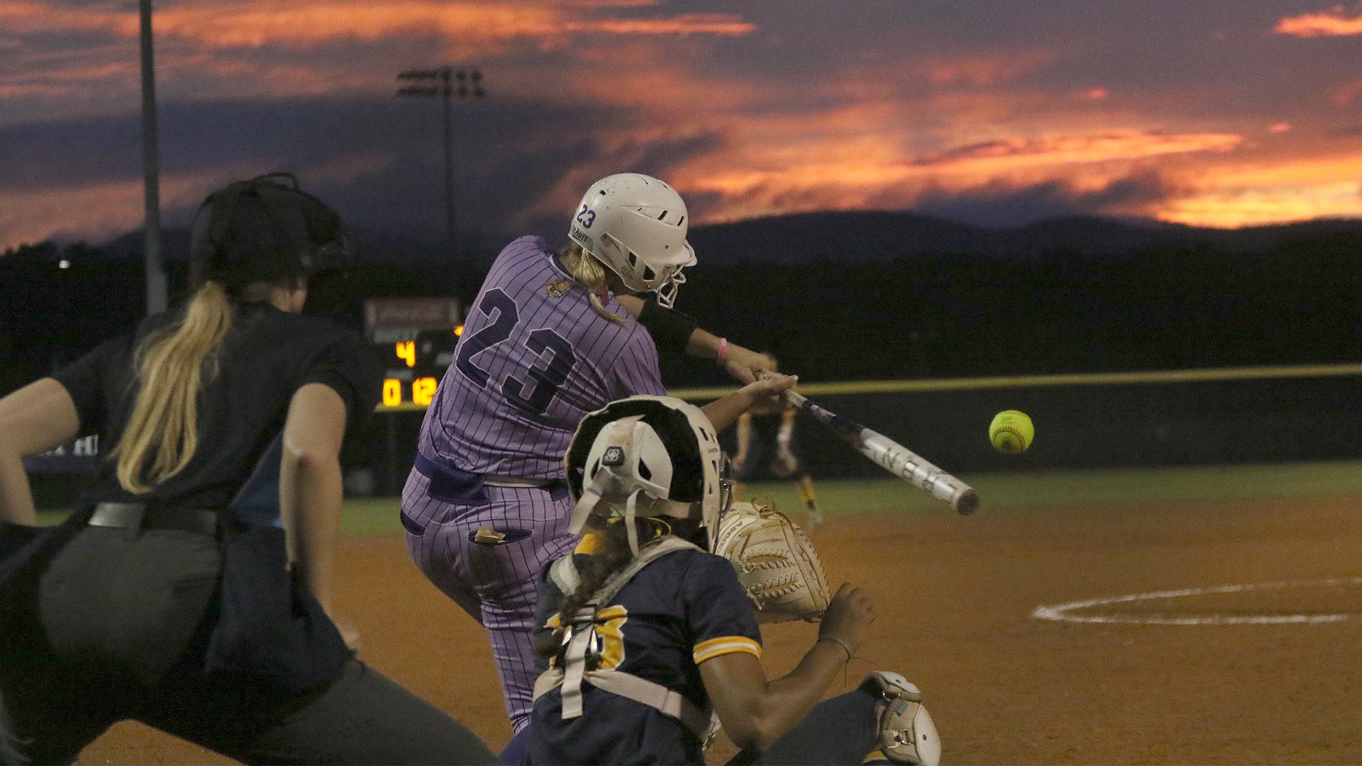 Dodge City CC softball player, Karli George hits a two RBI double in the seventh inning against Gaston at the NJCAA DI World Series