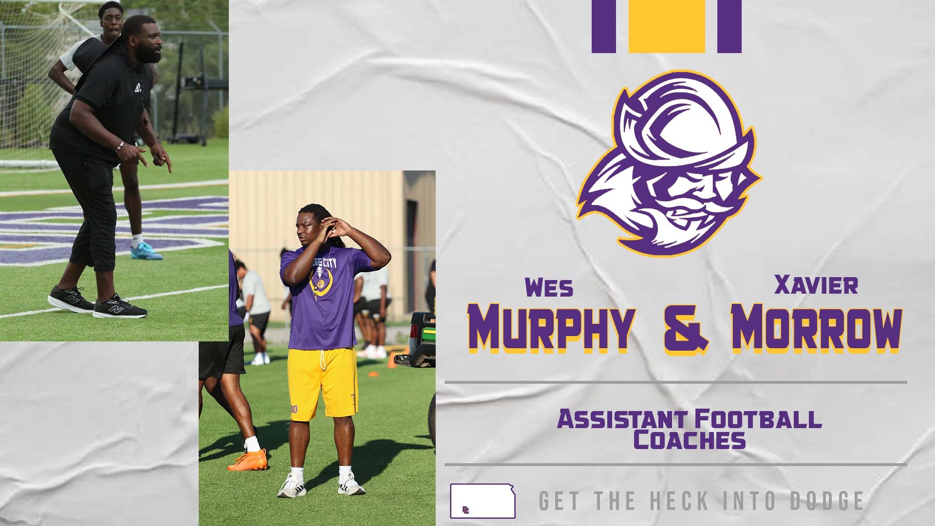 Dodge City CC Football Coaching Staff Adds Wes Murphy (pictured left) and Xavier Morrow (pictured right) to coaching staff