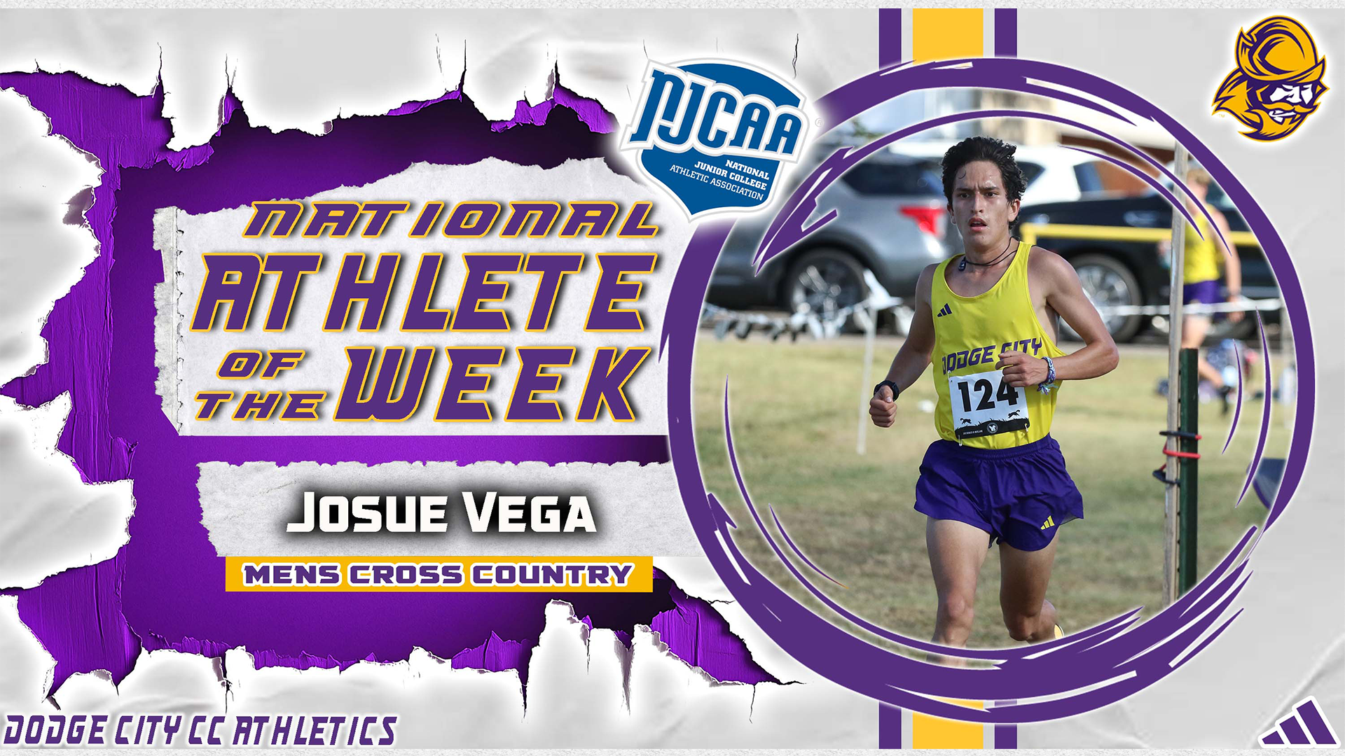 Josue Vega selected at NJCAA DI Men's Cross Country Runner of the Week
