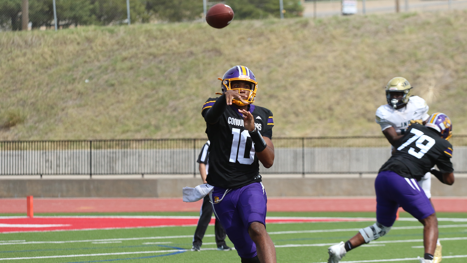 Tim Carpenter, Dodge City quarterback throws for three touchdowns in the Conquistadors 43-42 victory over Independence