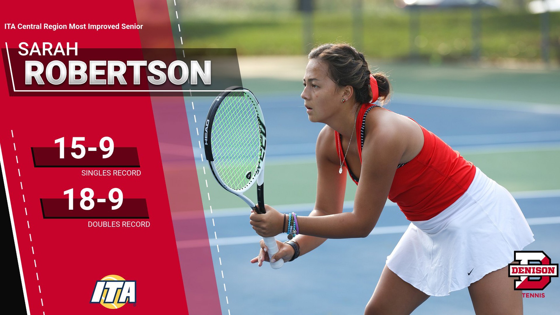 Robertson named ITA Central Region Most Improved Senior Denison
