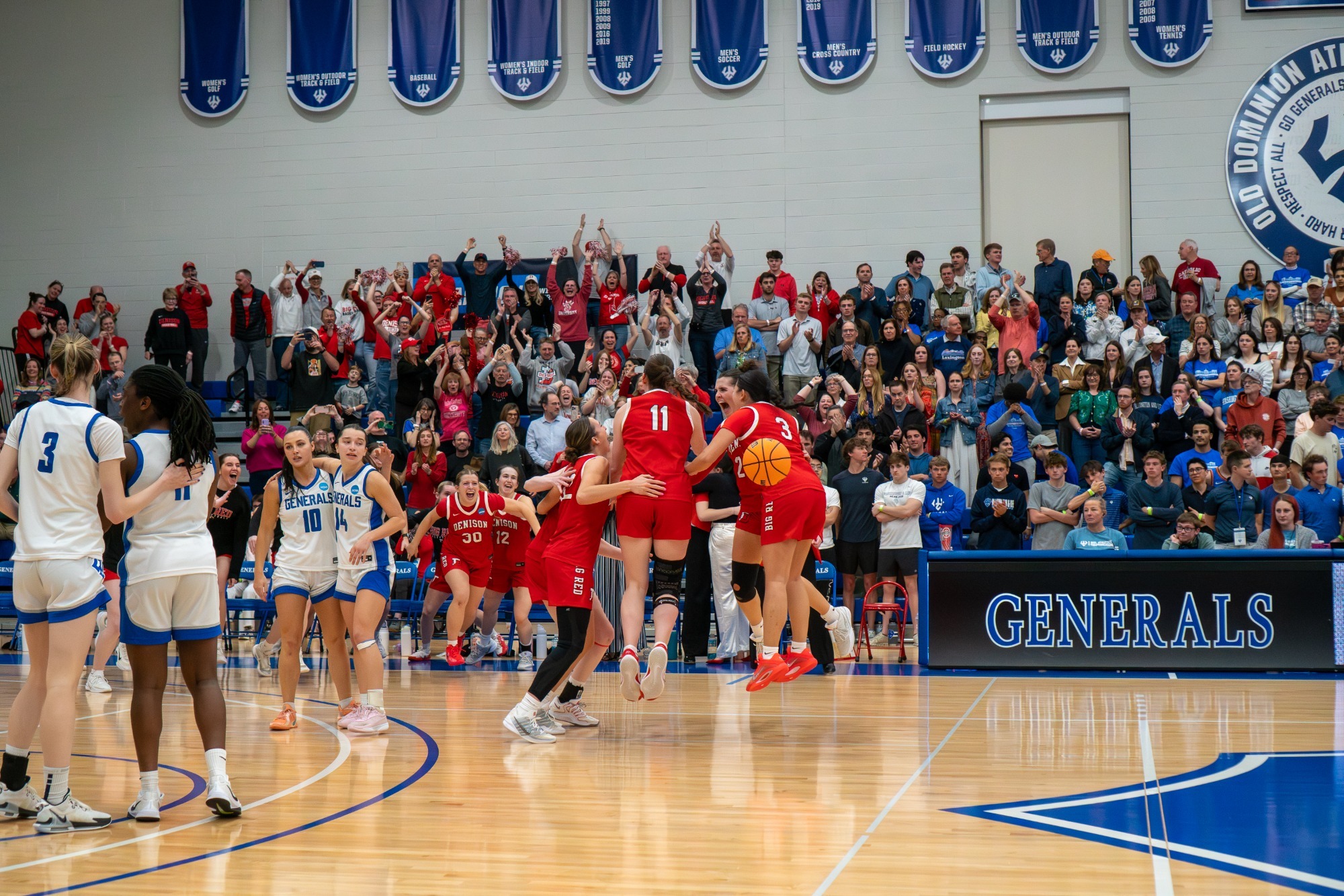 Denison celebrating after Elite Eight Win