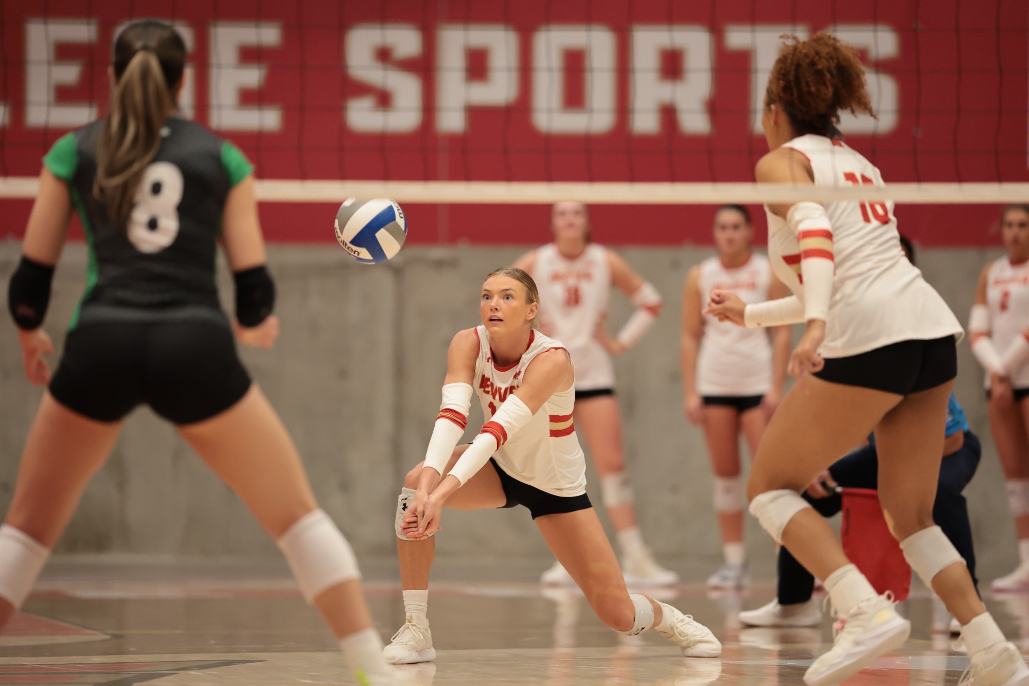 27 SEP 2025: The University of Denver women’s volleyball team takes on North Dakota at Hamilton Gymnasium in Denver, CO. Justin Tafoya/Clarkson Creative Photography