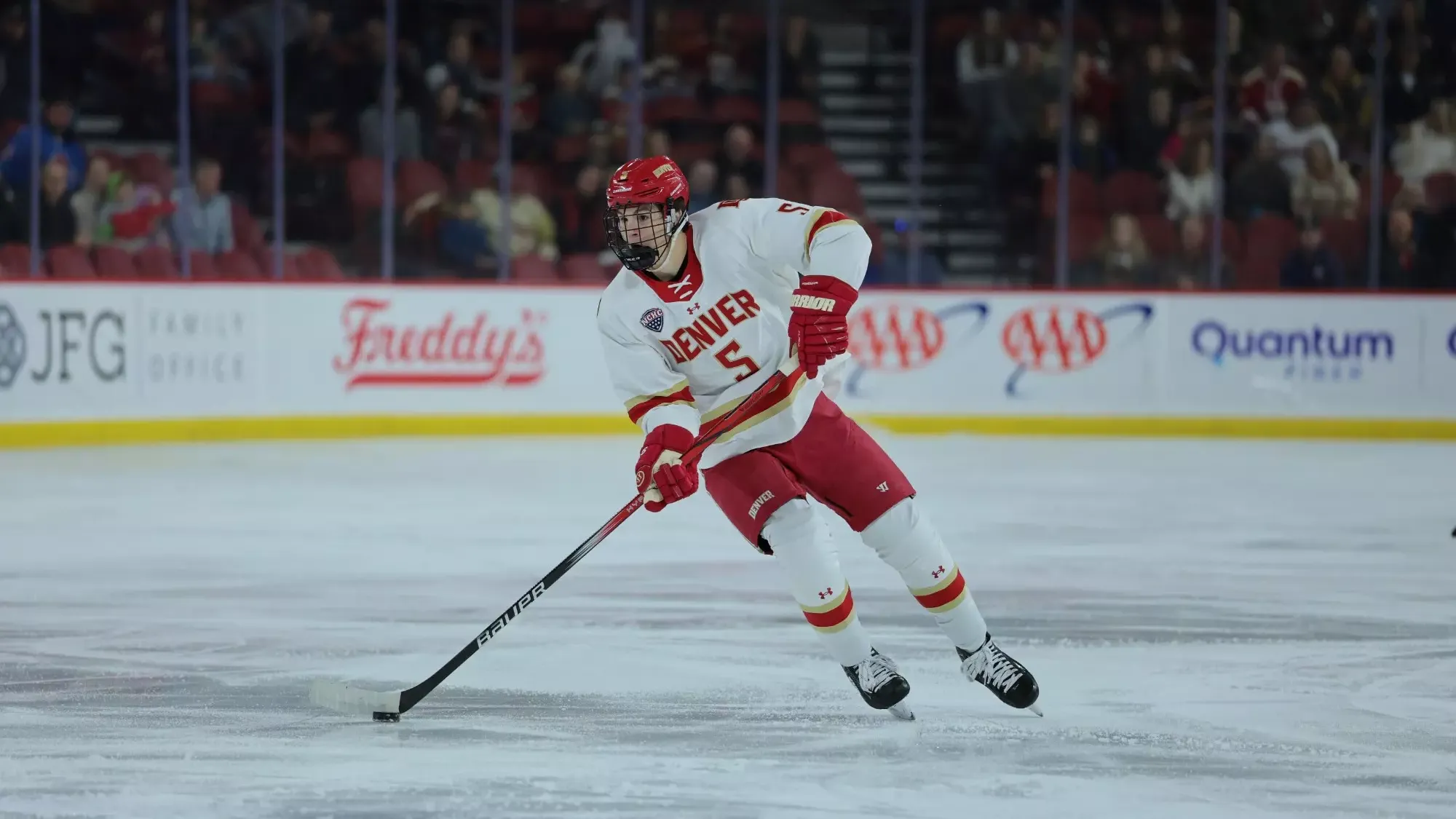 01 NOV 2025: The Denver Pioneers Men’s Hockey Team takes on Alaska Anchorage in Denver, CO. (C. Morgan Engel/Clarkson Creative Photography)