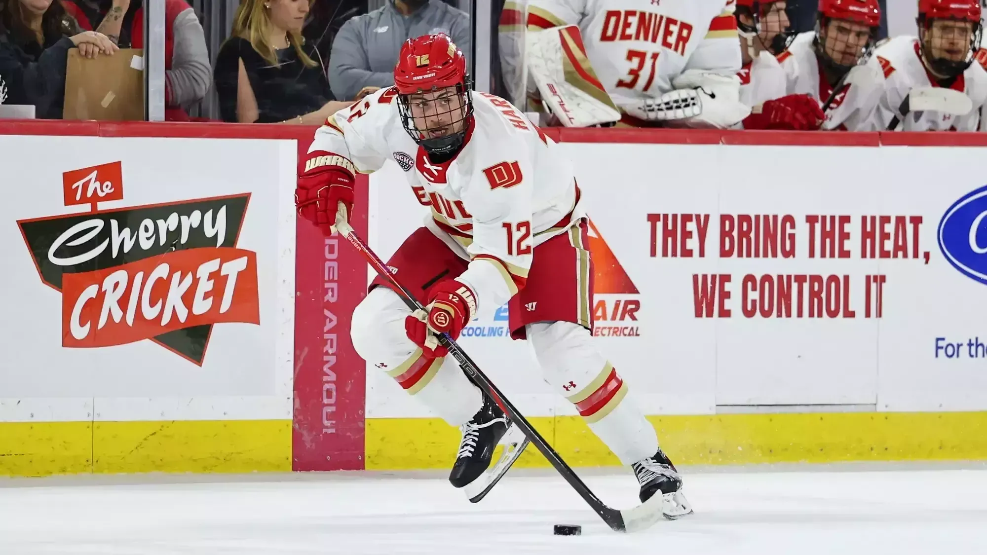 02 JAN 2026: The University of Denver men’s hockey team takes on Maine at Magness Arena in Denver, CO. ©Justin Tafoya/Clarkson Creative Photography