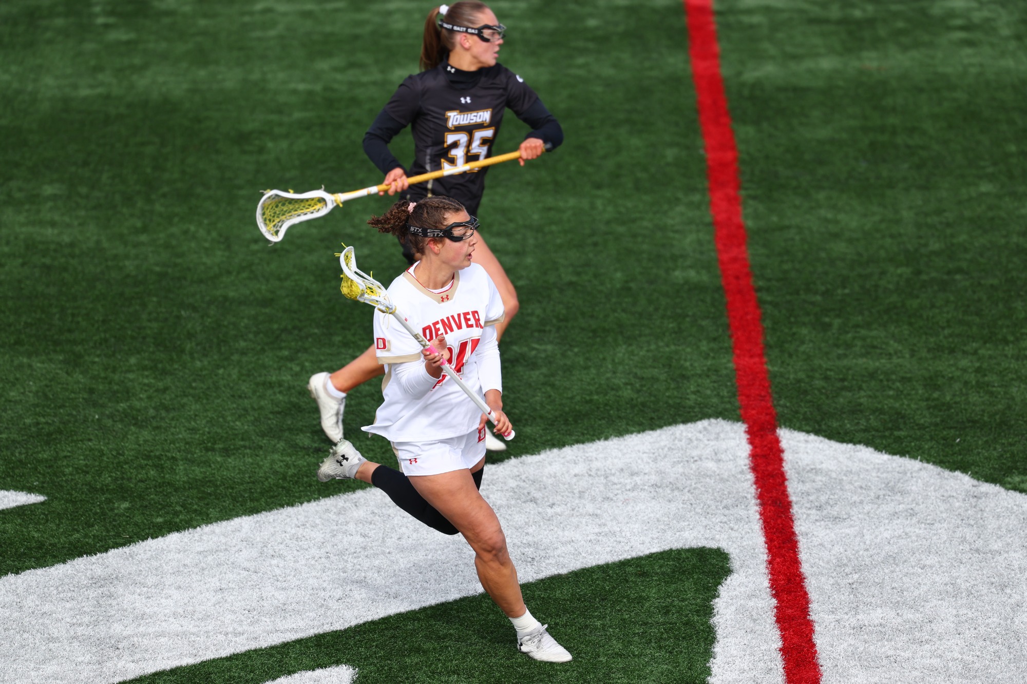 19 FEB 2026: The University of Denver women’s lacrosse team takes on Towson at the University of Denver Soccer Stadium in Denver, CO. Justin Tafoya/Clarkson Creative Photography