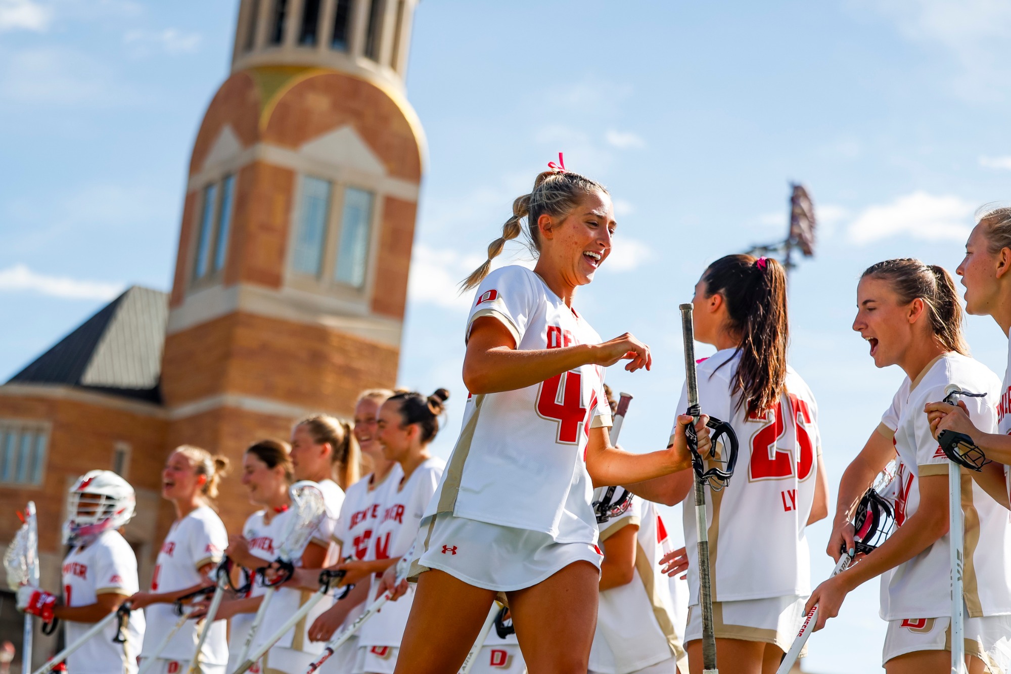 01 MAR 2026: The Denver Pioneers Women’s Lacrosse team takes on High Point University at Peter Barton Lacrosse Stadium on the University of Denver campus in Denver, CO. (Michael Ciaglo/Clarkson Creative Photography)