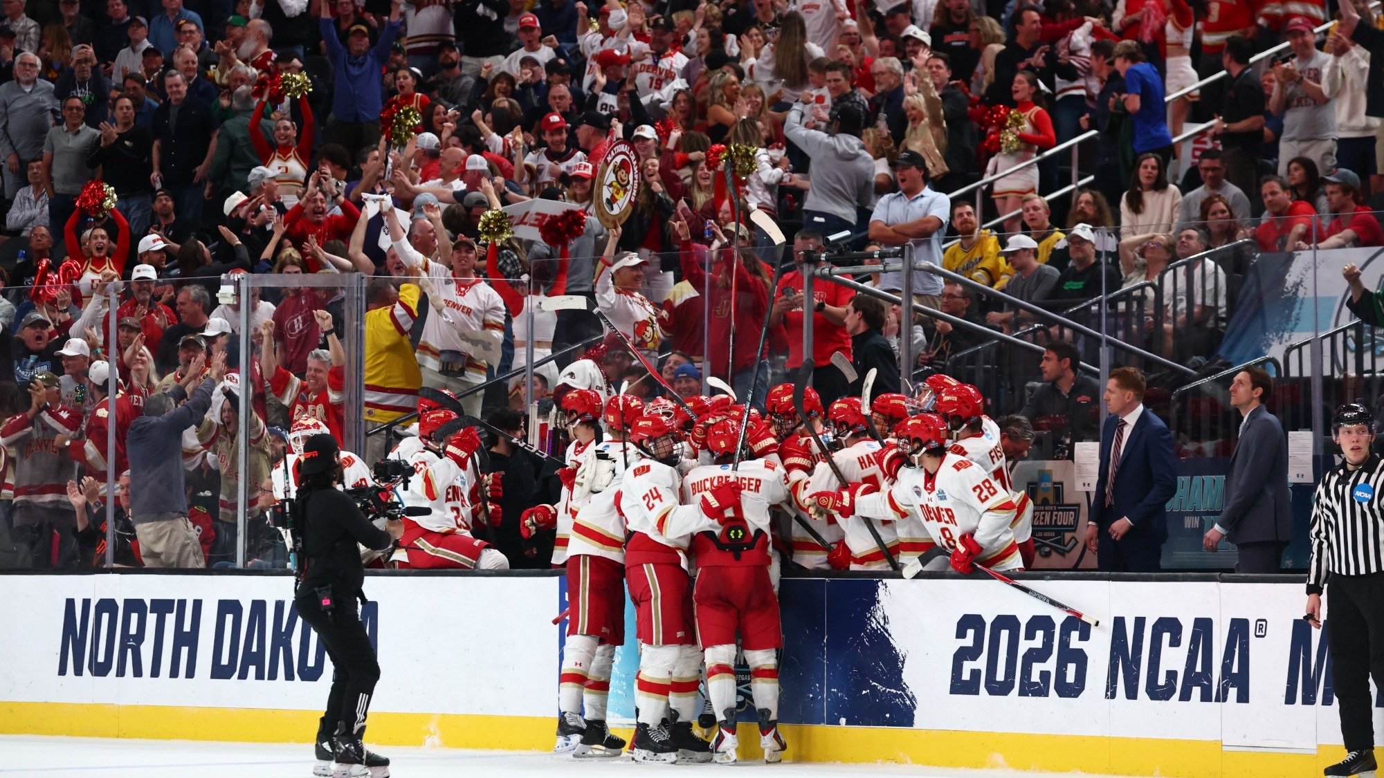 Denver celebrates a goal in the national championship