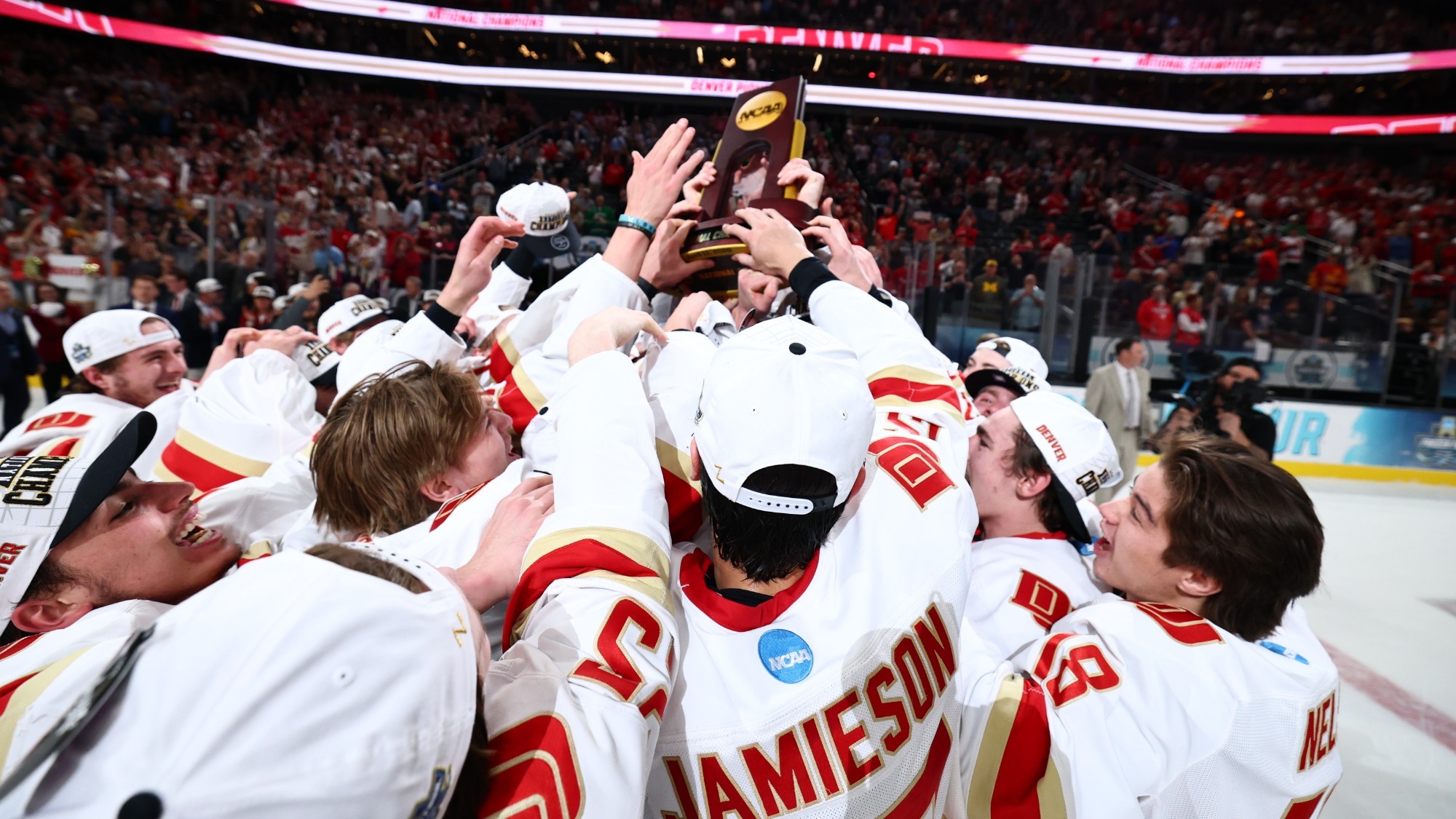 Denver hockey celebrates the national championship