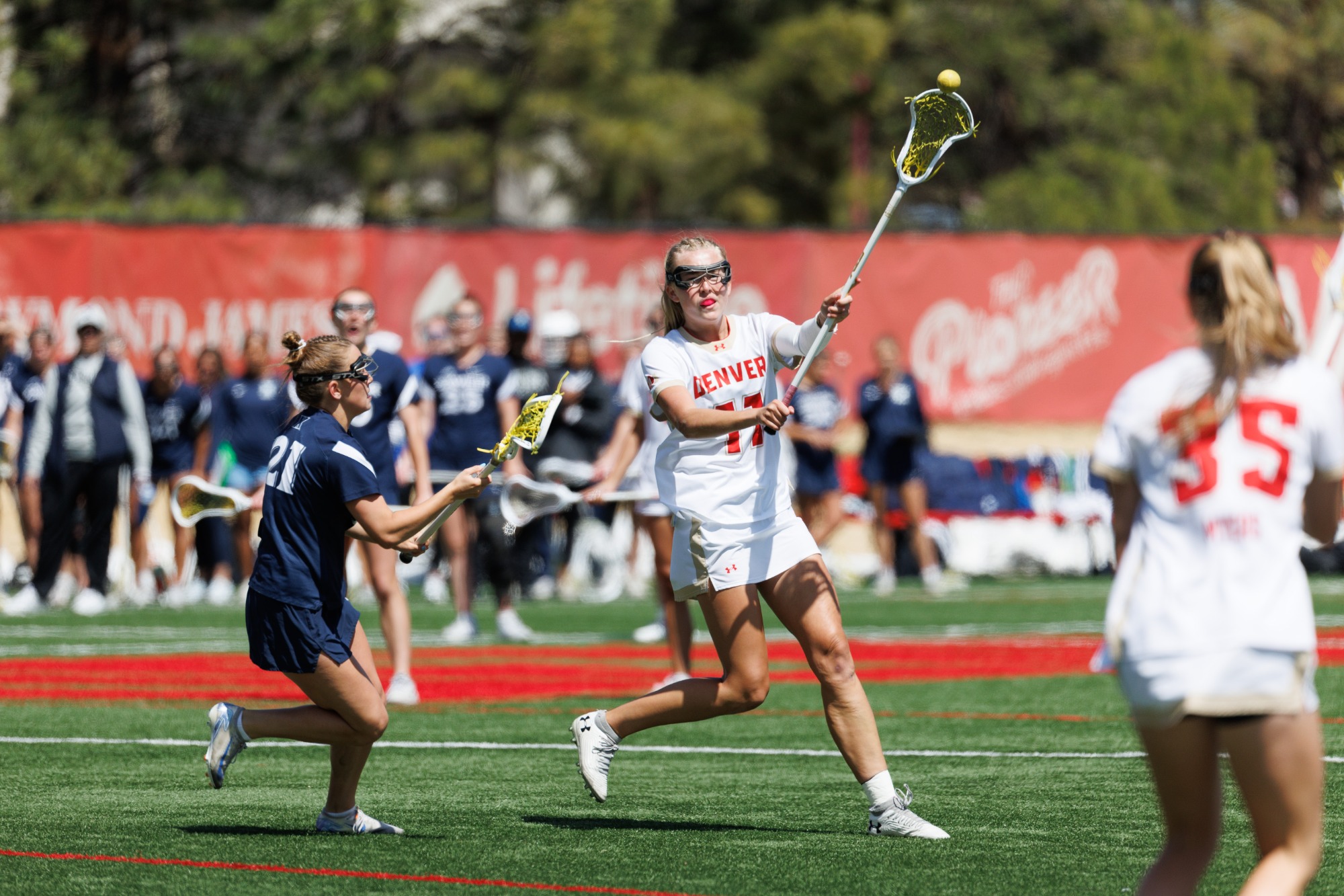 18 APR 2026: The University of Denver Women’s Lacrosse team takes on the Xavier at Peter Barton Lacrosse Stadium in Denver, CO. (Gavin Liddell/Clarkson Creative Photography)