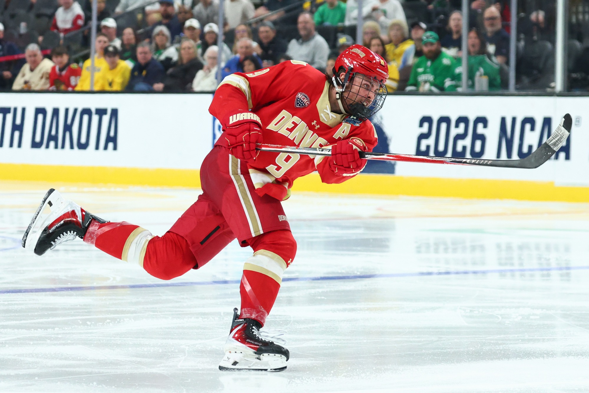 LAS VEGAS, NEVADA - APRIL 9: during the Division I Men's Ice Hockey Championship held at T-Mobile Arena on April 9, 2026 in Las Vegas, Nevada. (Photo by Tyler Schank/NCAA Photos via Getty Images)