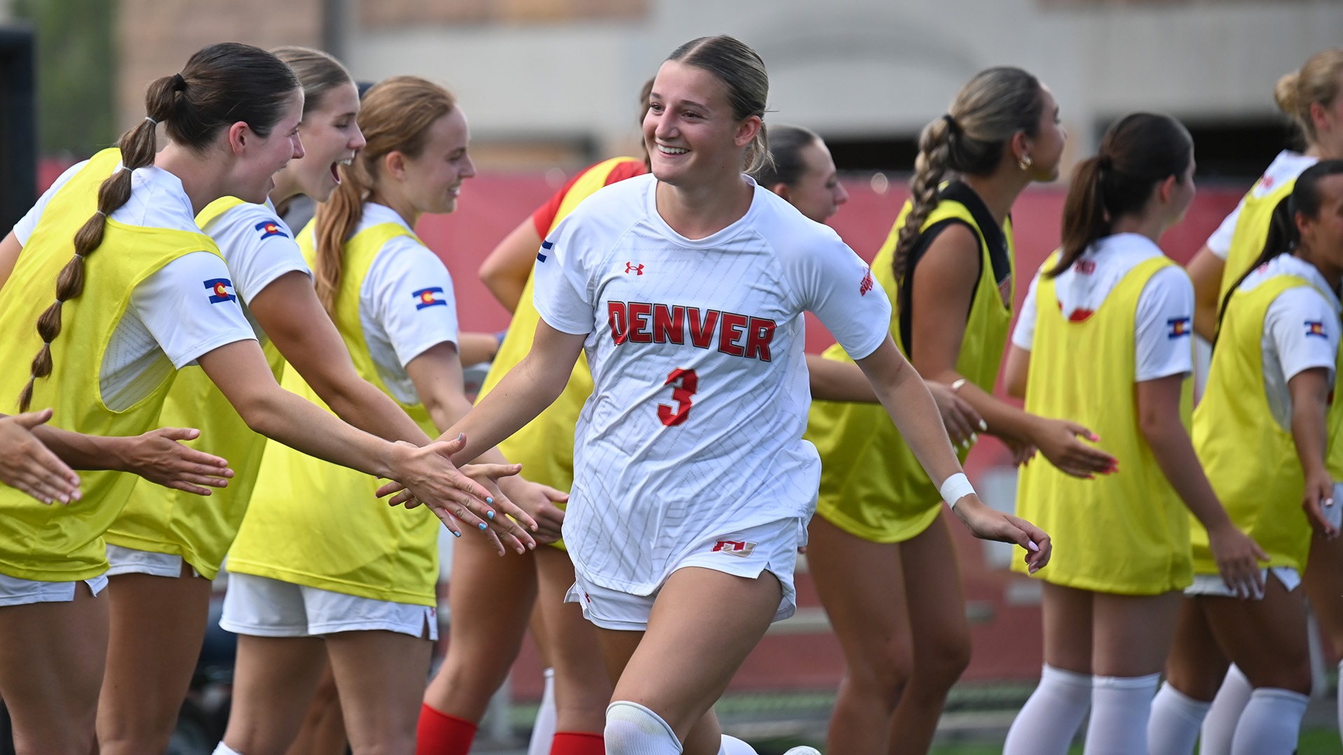Annie Philbin and 2025 University of Denver Women's Soccer Team Introductions vs Texas A&M - August 28, 2025